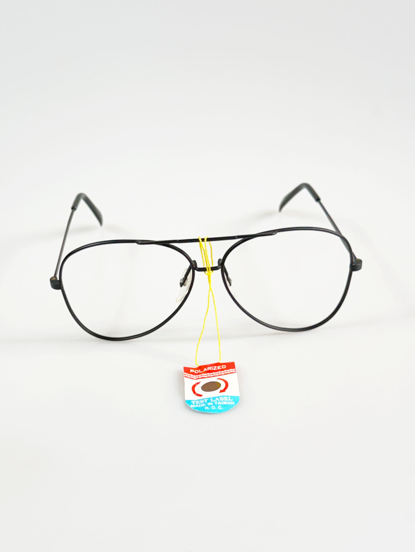 90's PROVISION Black Double-Bridge Aviator Metal Glasses