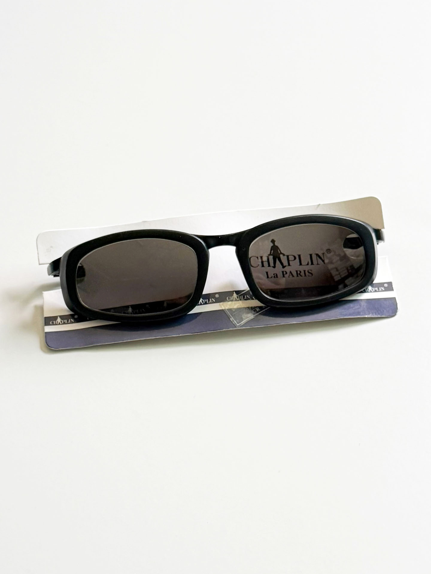 90's CHAPLIN LA PARIS Black Square Combination Frame Sunglasses
