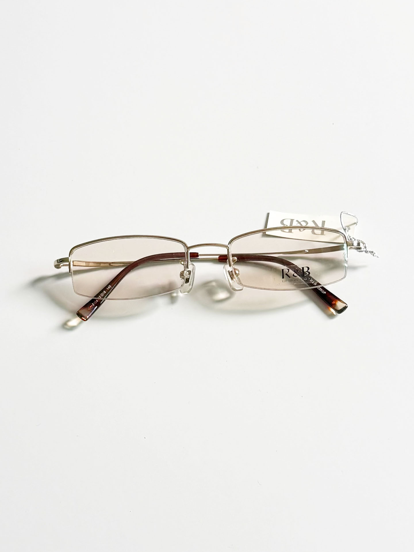 R&B Eyewear Gold Half-Rim Square Metal Tinted Glasses