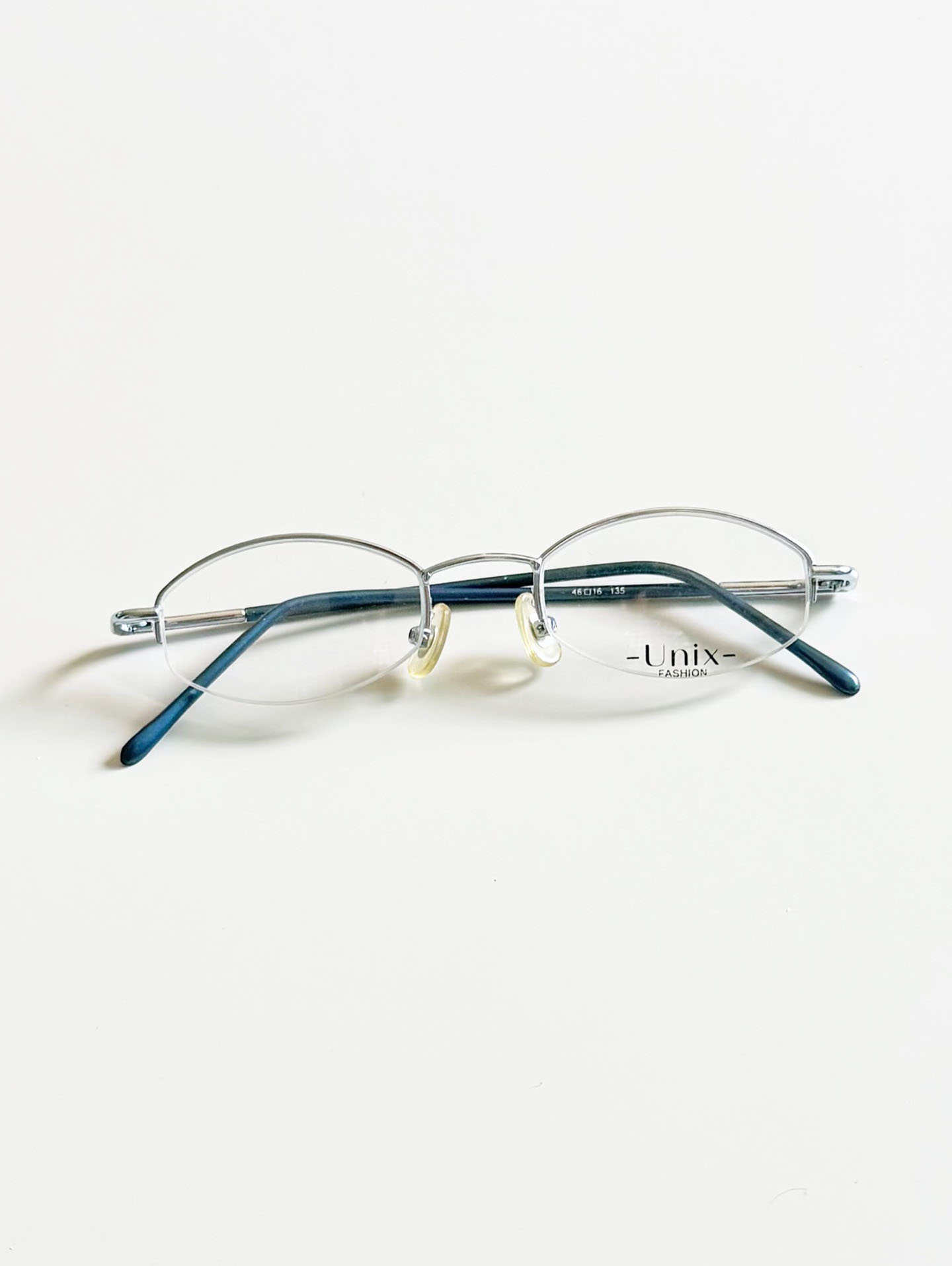 UNIX Light Blue Silver Semi-Rimless Oval Metal Glasses