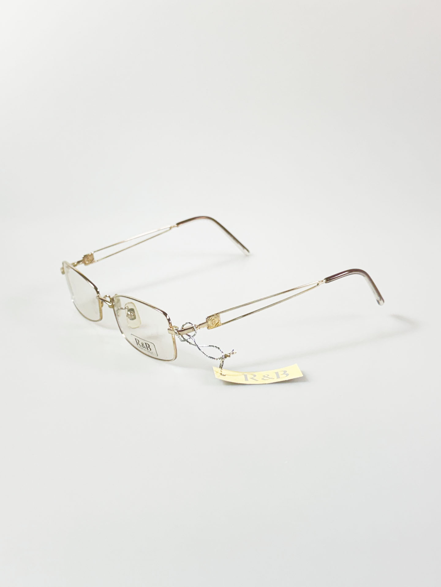 R&B Eyewear Gold Slim Square Metal Frame Glasses