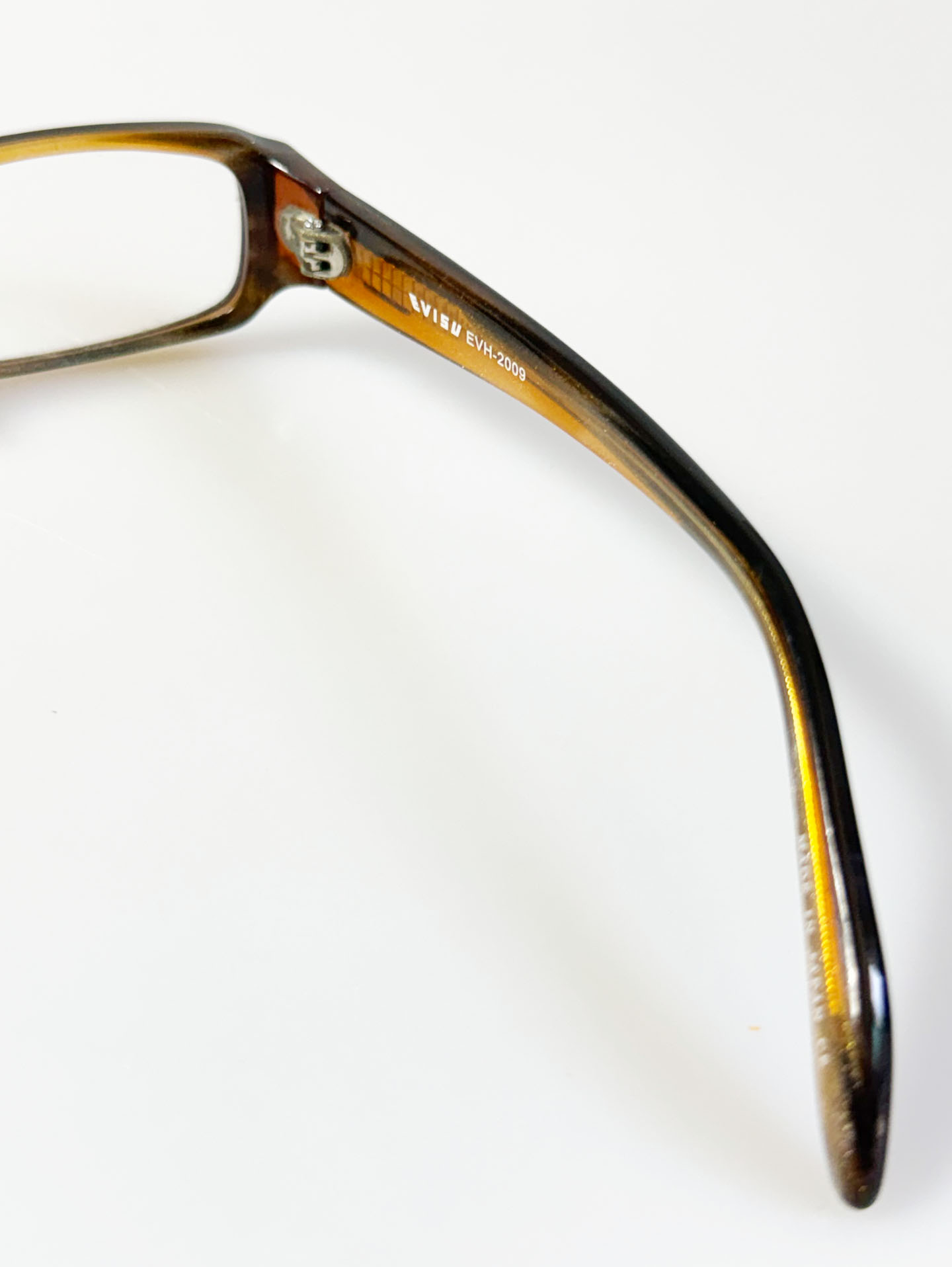EVISU Black & Amber Square Acetate Horn-Rim Frame Glasses