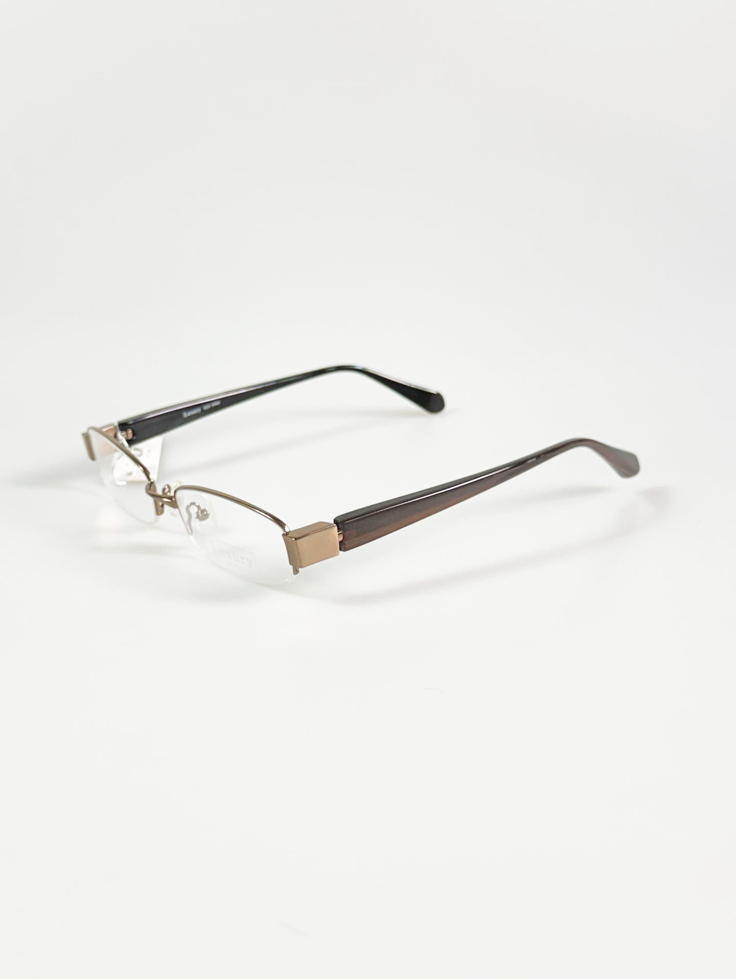 Luxury Eyewear Bronze Half-Rim Square Metal Glasses