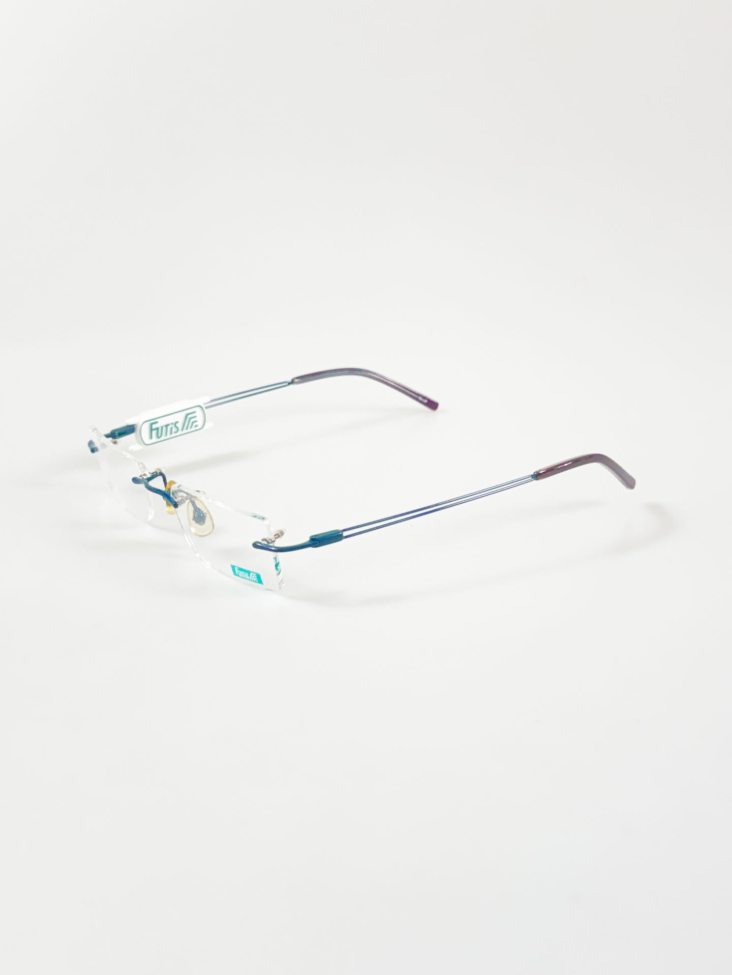 90's FUTIS Blue Rimless Square Metal Glasses