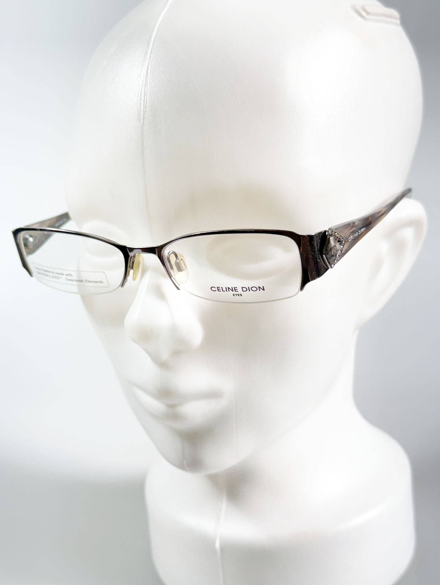 CELINE DION Slim Square Semi-Rimless Metal Glasses