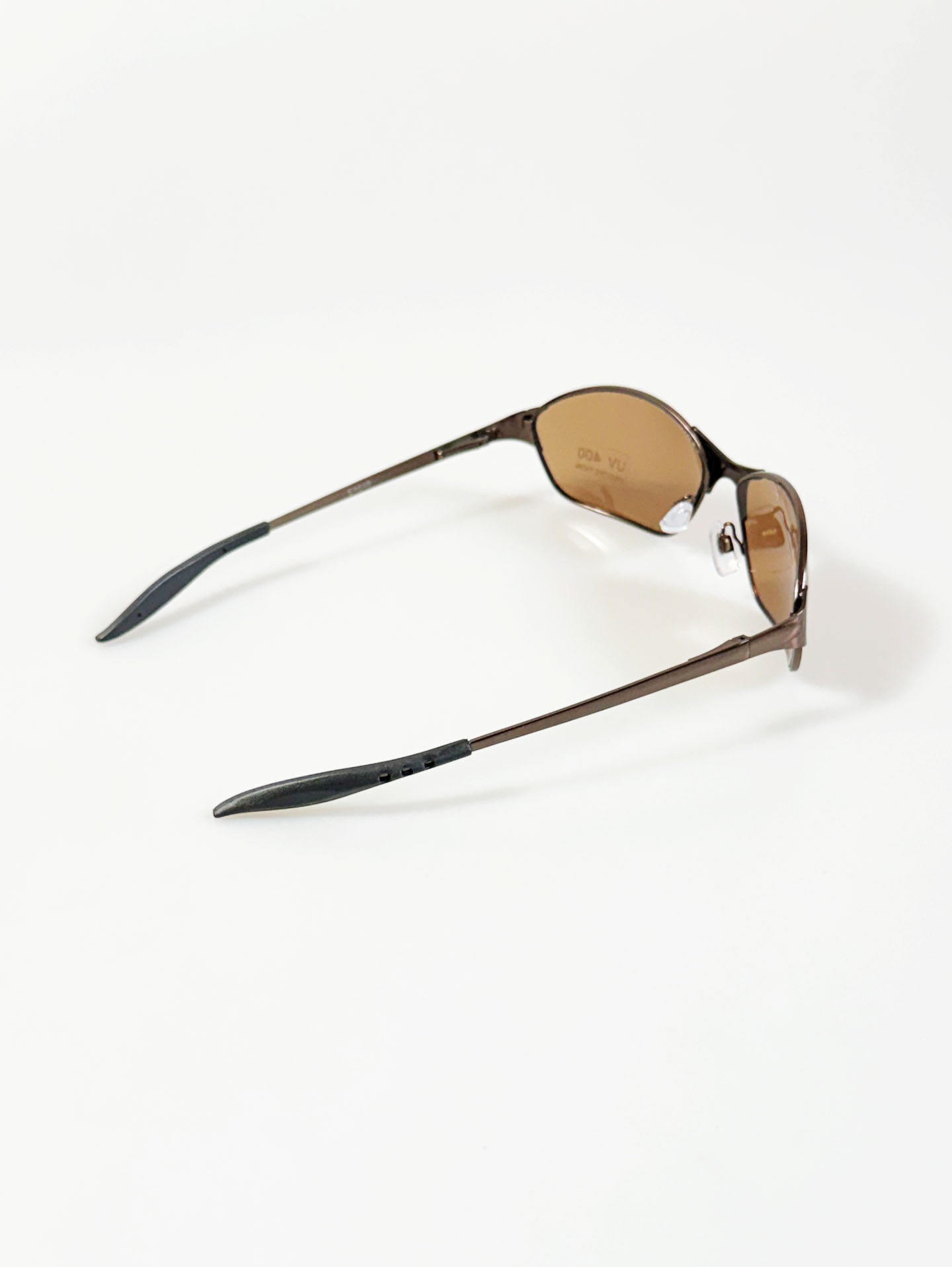 Bronze Wraparound Square Metal Tint Sunglasses