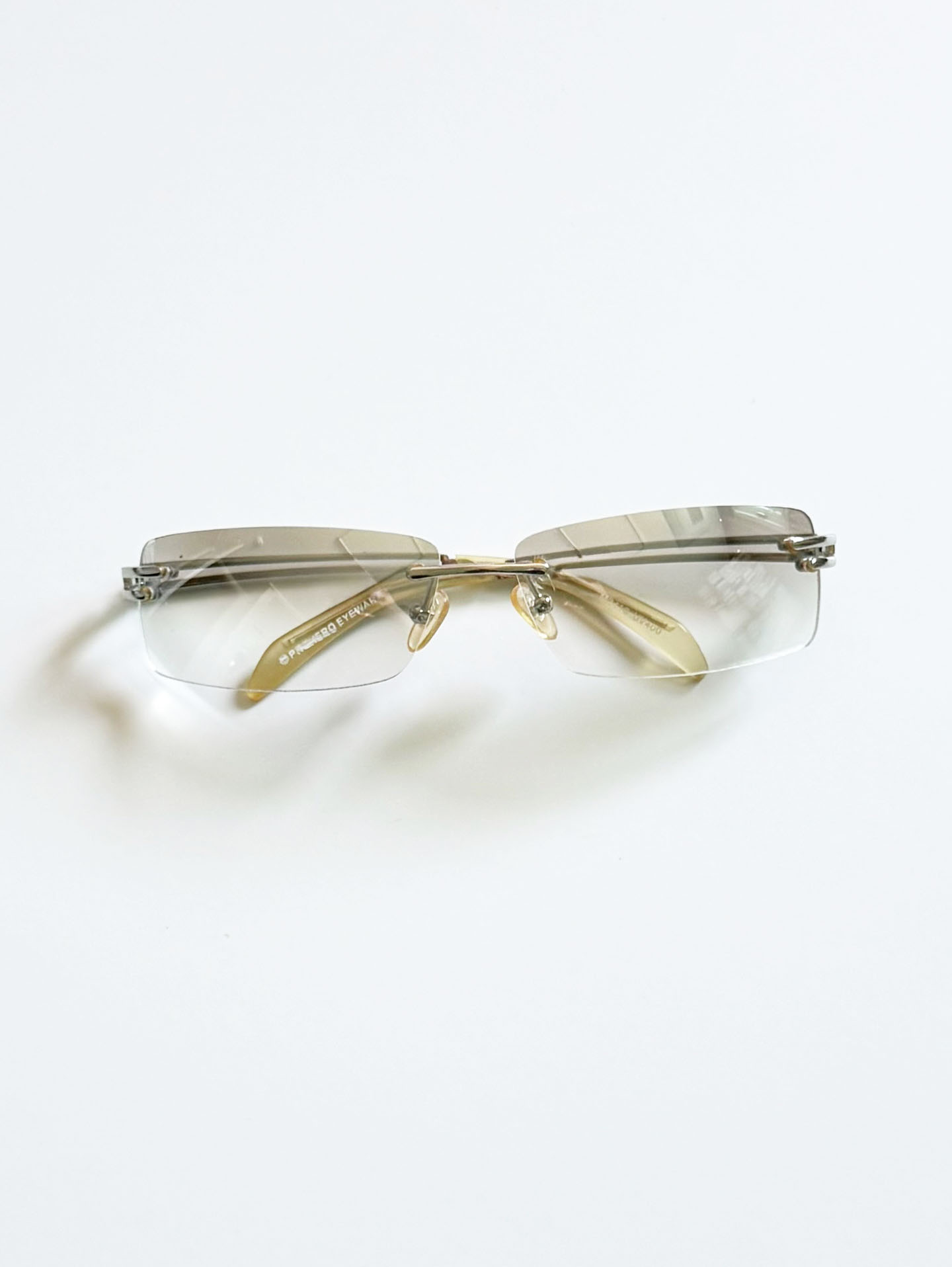 SUPERHERO Rimless Silver Square Metal Frame Sunglasses