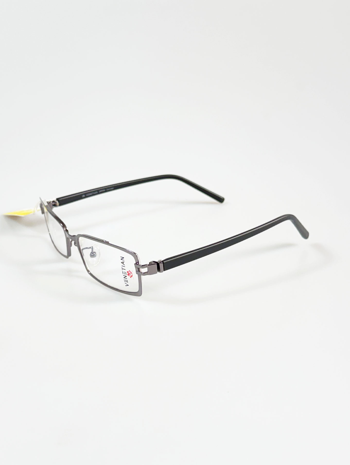 VENETIAN Gunmetal Slim Square Metal Frame Glasses
