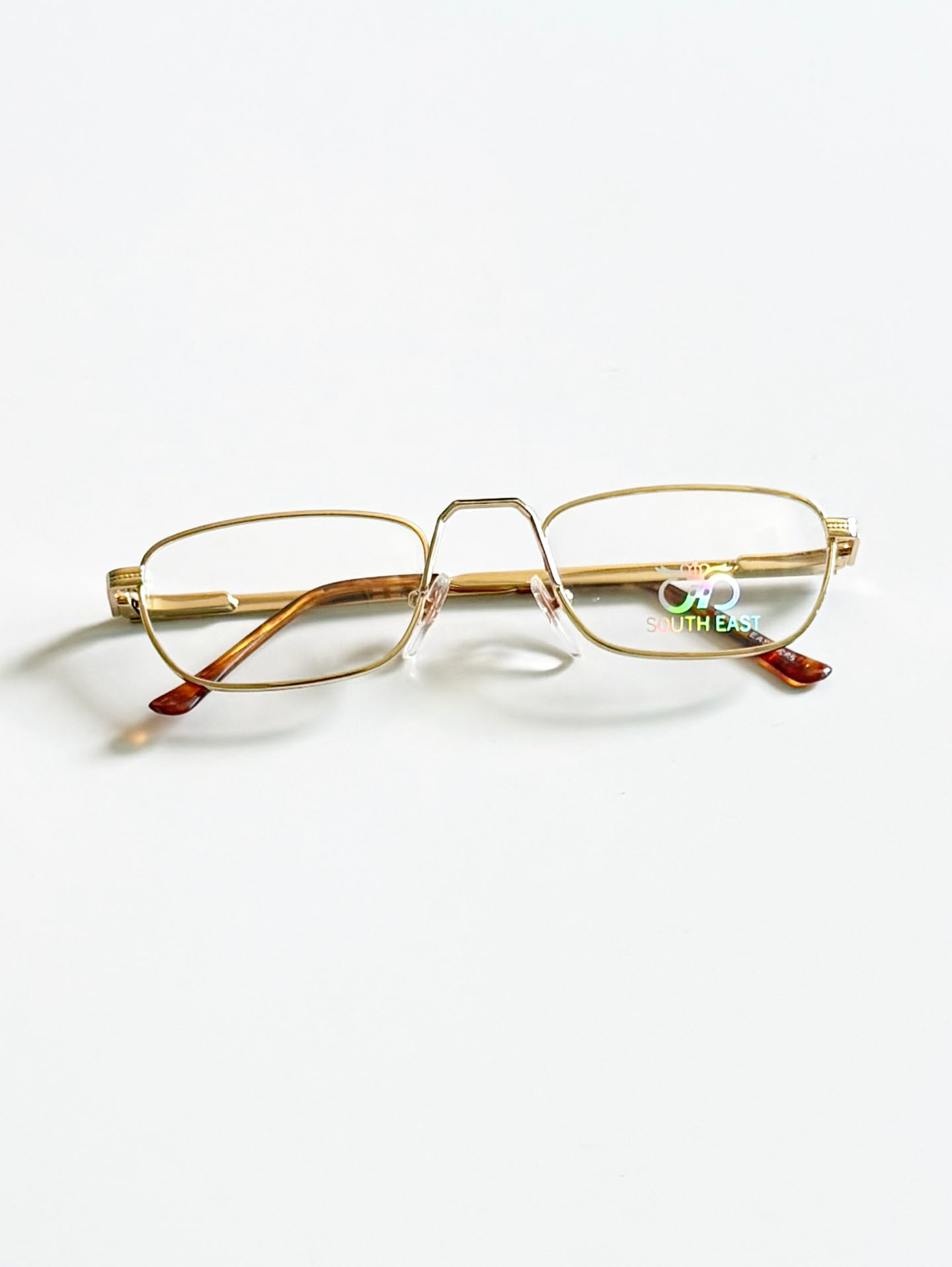 90's SOUTH EAST Gold Slim Square Metal Glasses