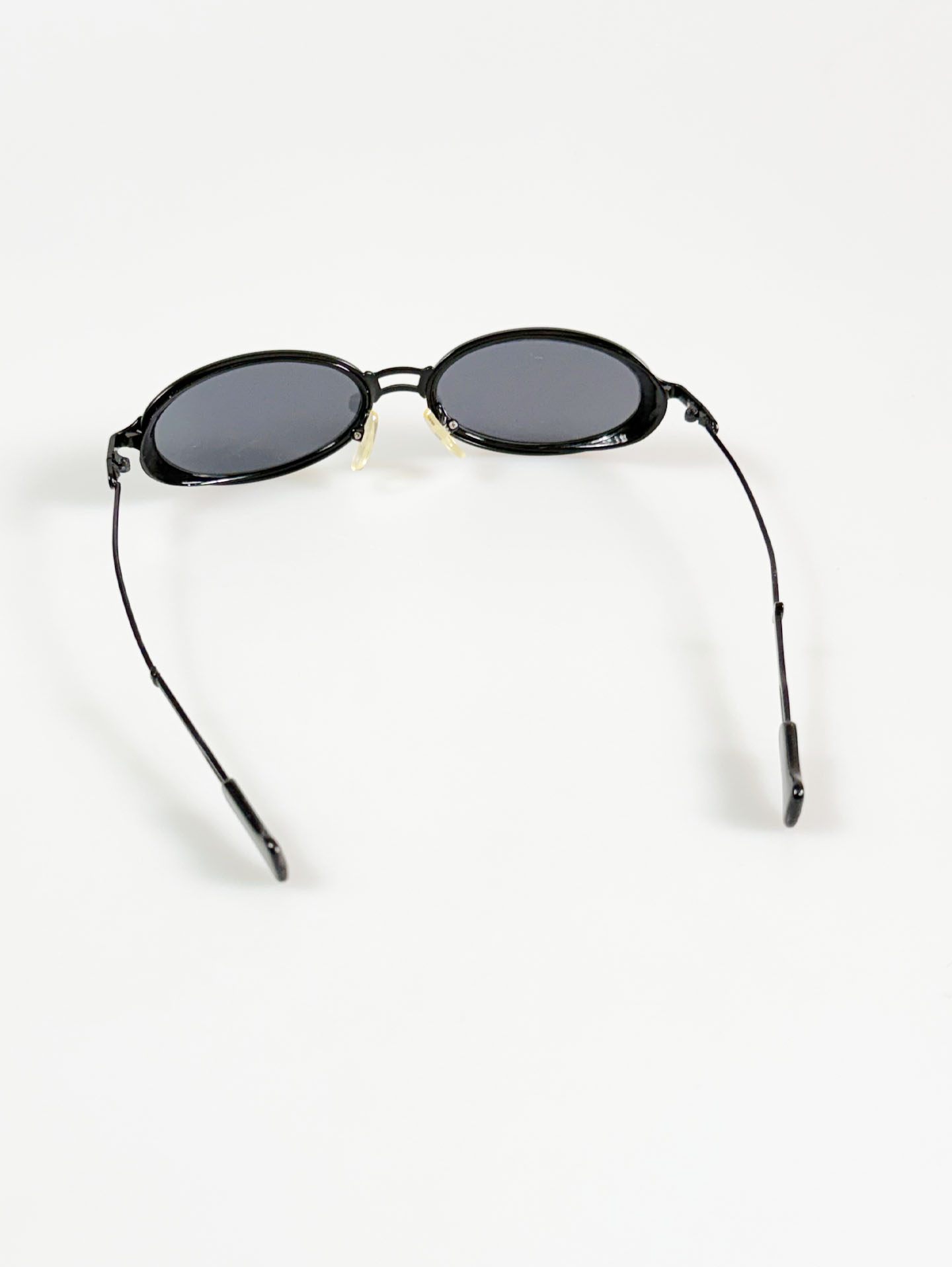90's Black Layered Oval Metal Frame Sunglasses