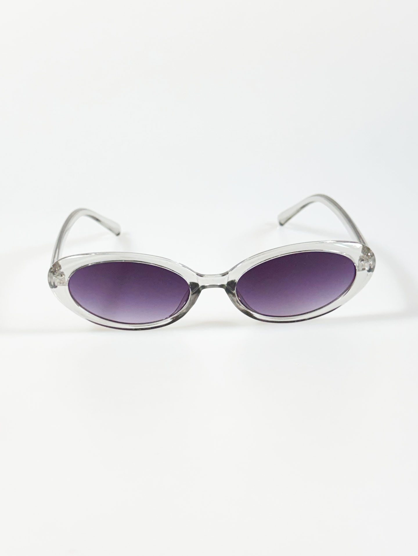 Clear Crystal Semi Cat-Eye Oval Frame Tint Sunglasses