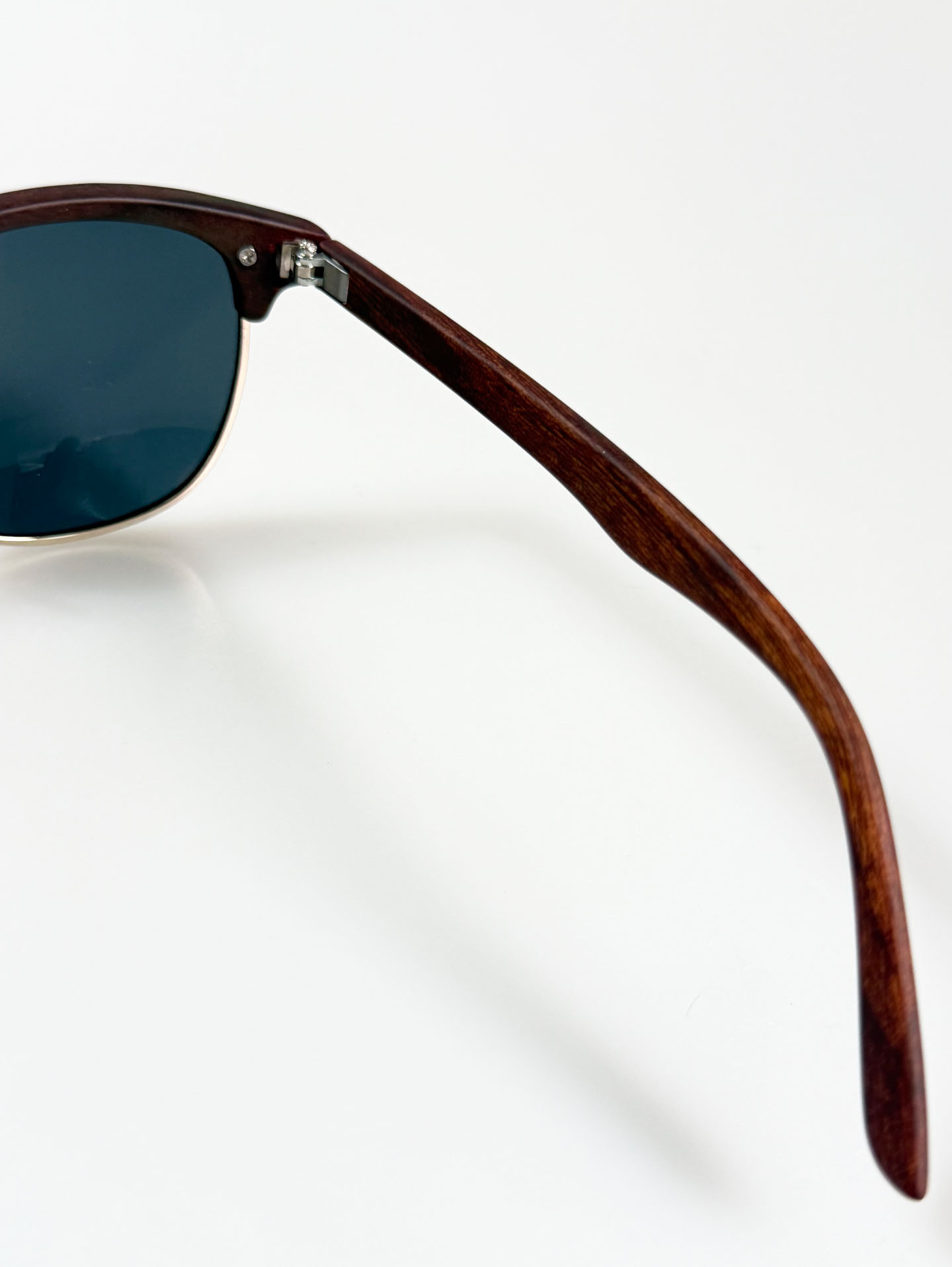Chestnut Woodgrain Clubmaster Half-Rim Sunglasses