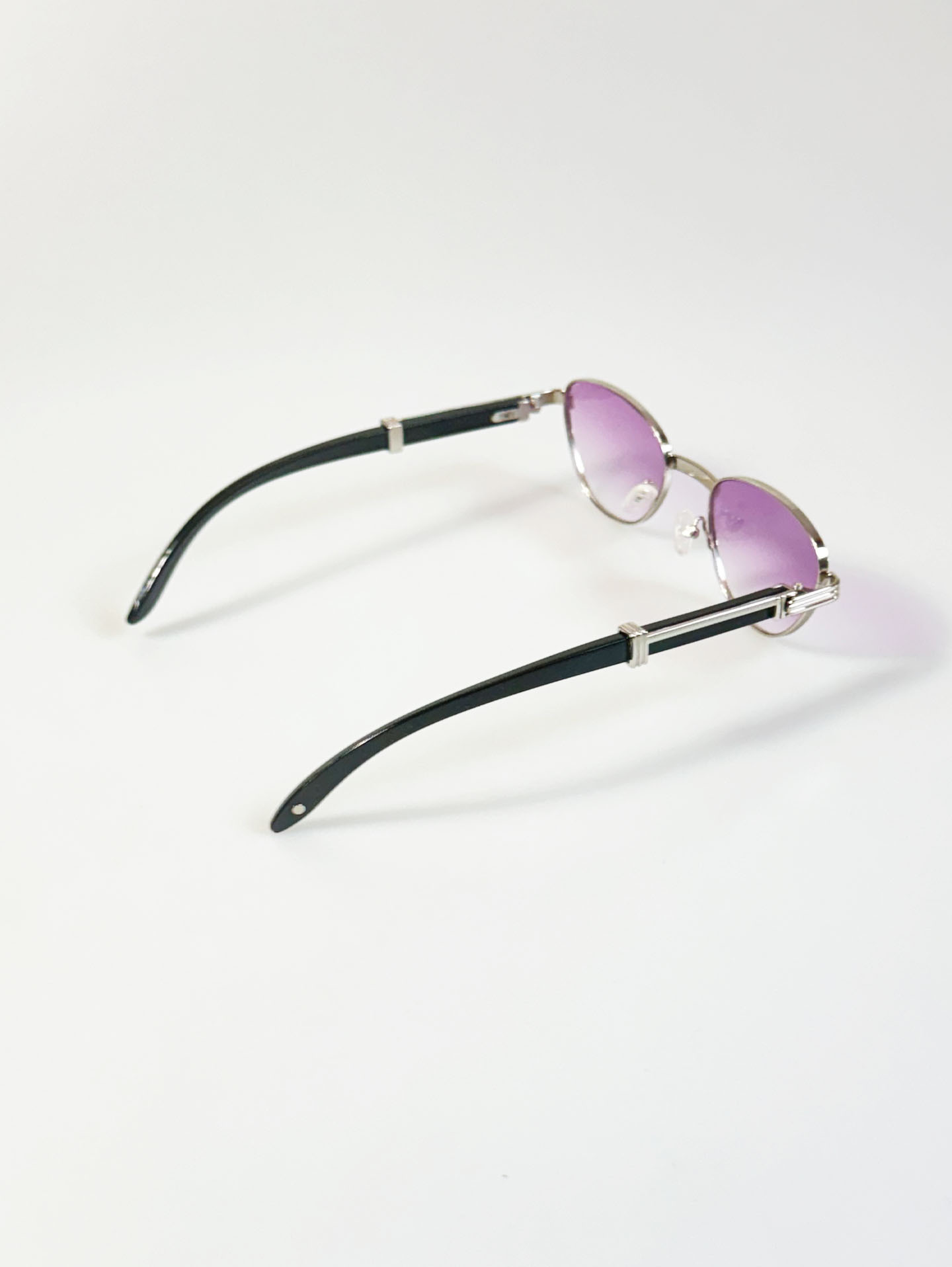 Silver Slim Oval Metal Frame Tint Sunglasses