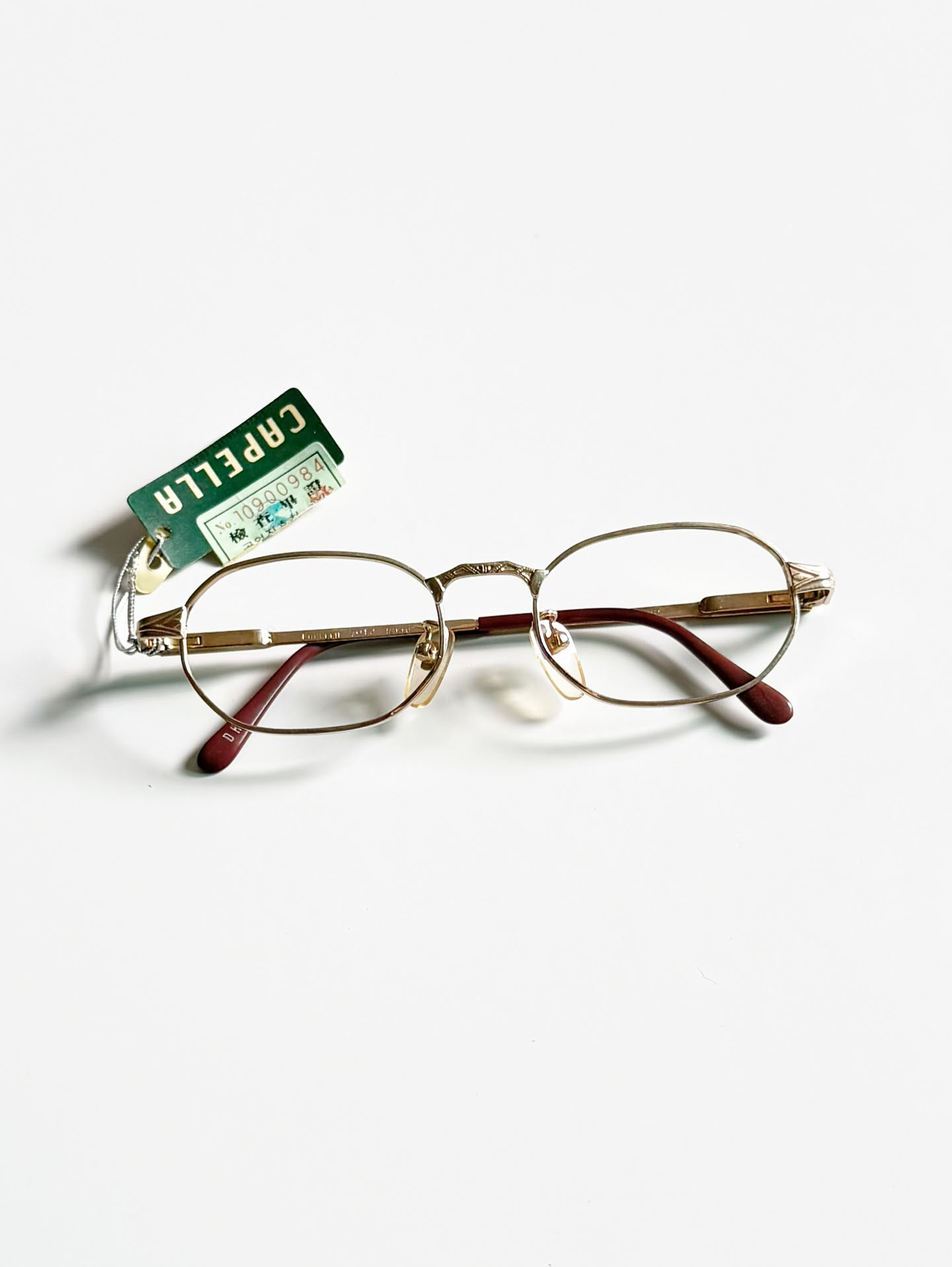 90’s CAPELLA Gold Slim Square Metal Frame Glasses
