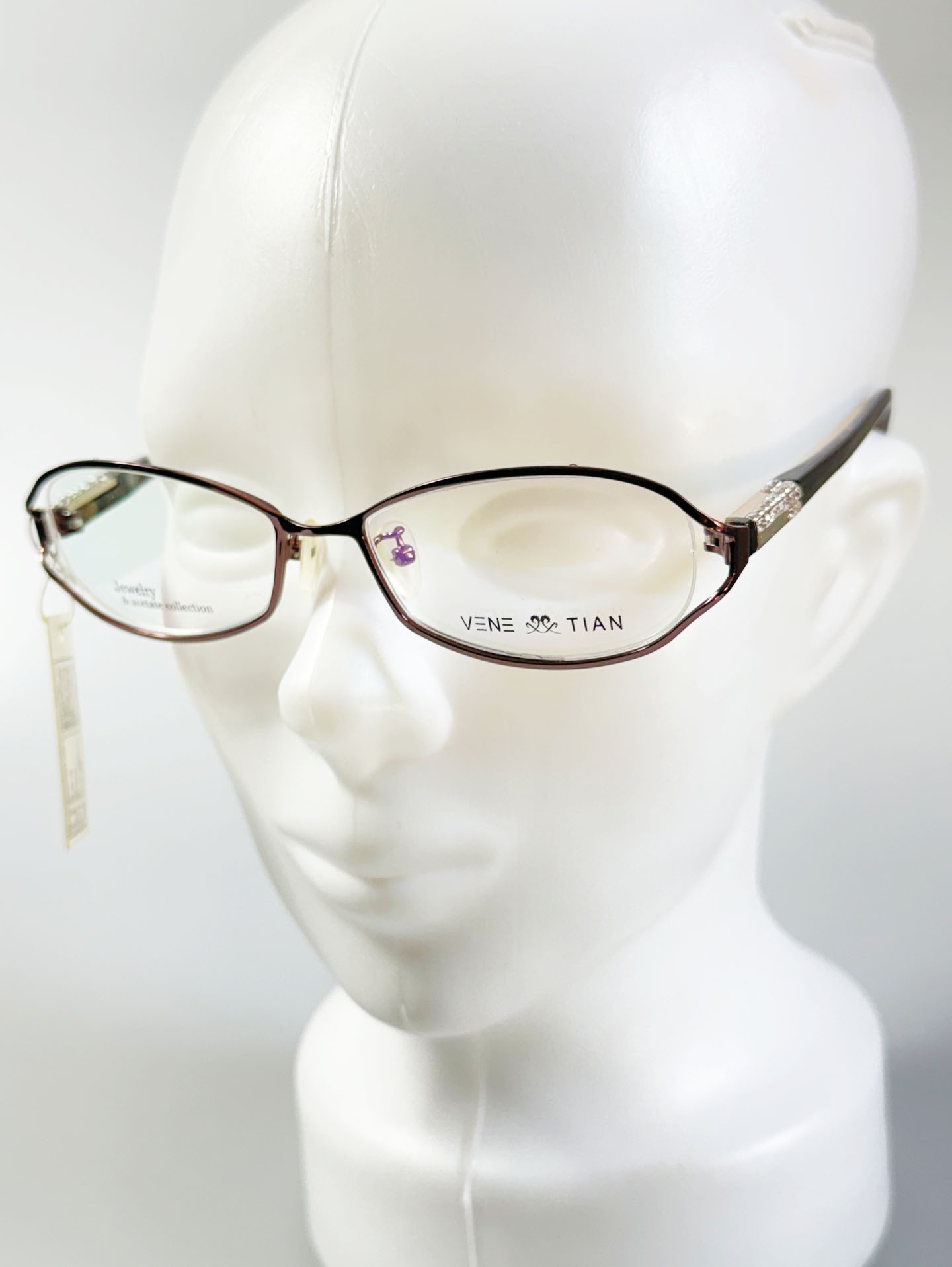 VENETIAN Brown Slim Geometric Metal Frame Glasses