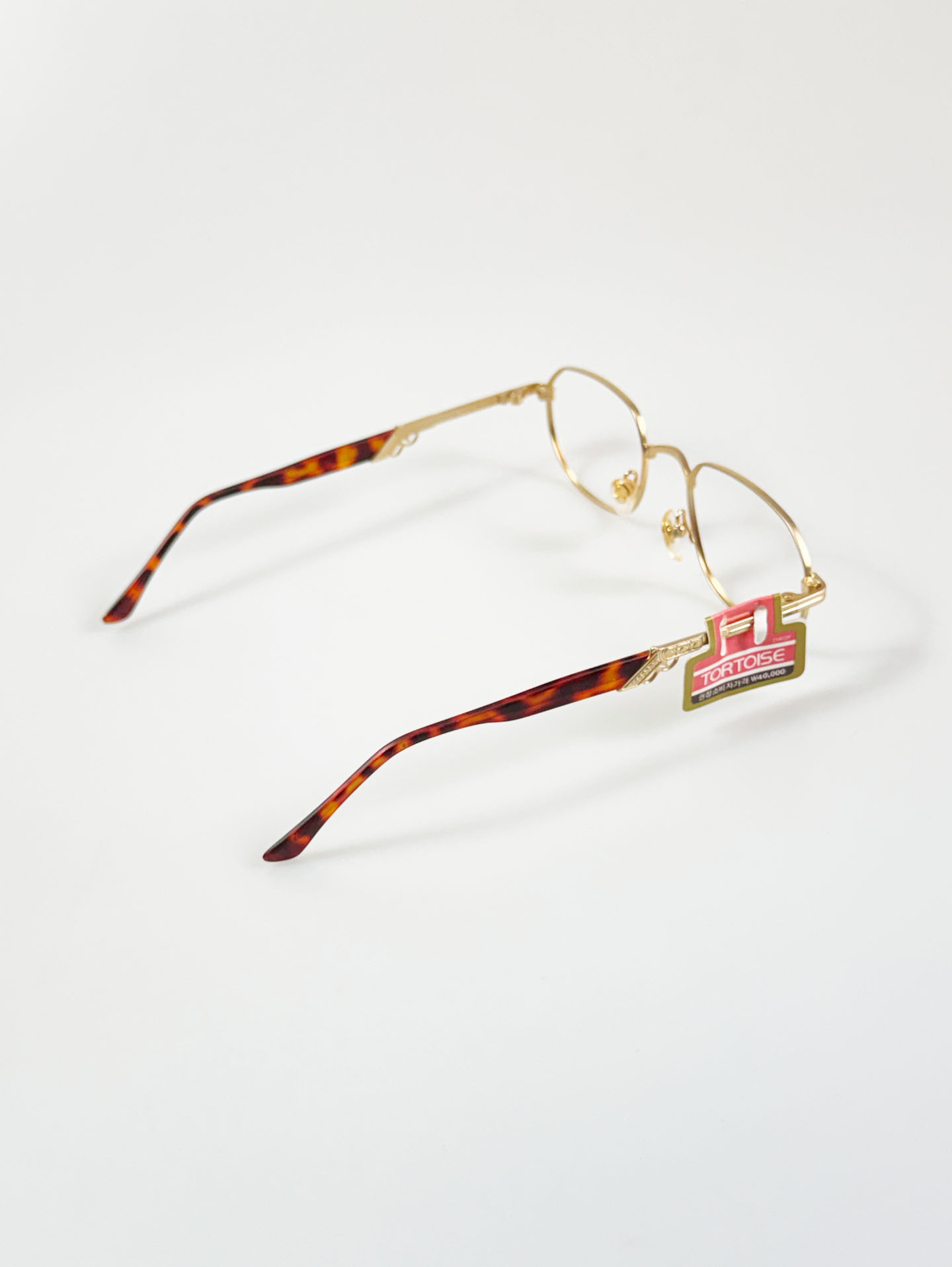 90's TORTOISE Gold Slim Square Metal Glasses