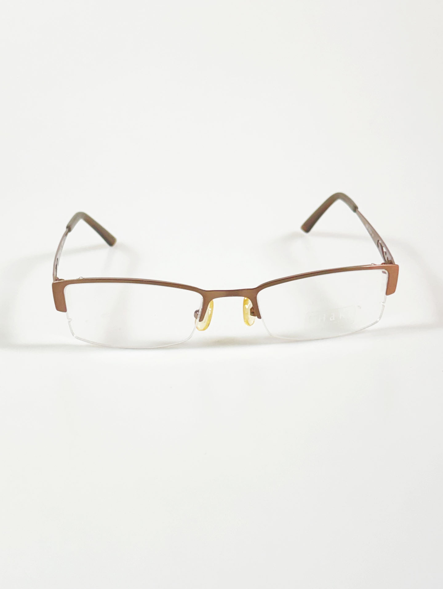 HARU Semi-Rimless Brown Square Metal Frame Glasses