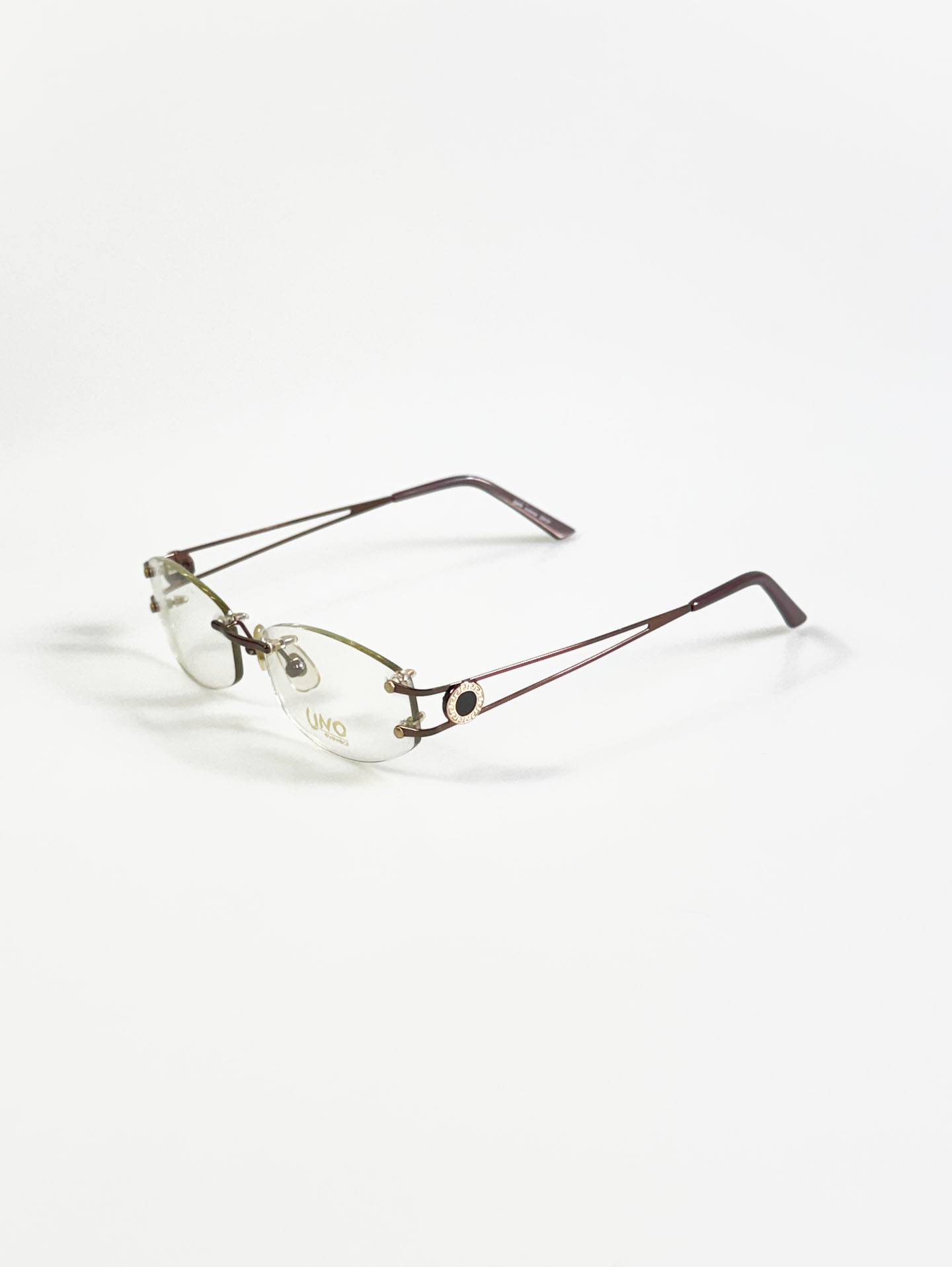 UNO Brown Rimless Oval Metal Glasses