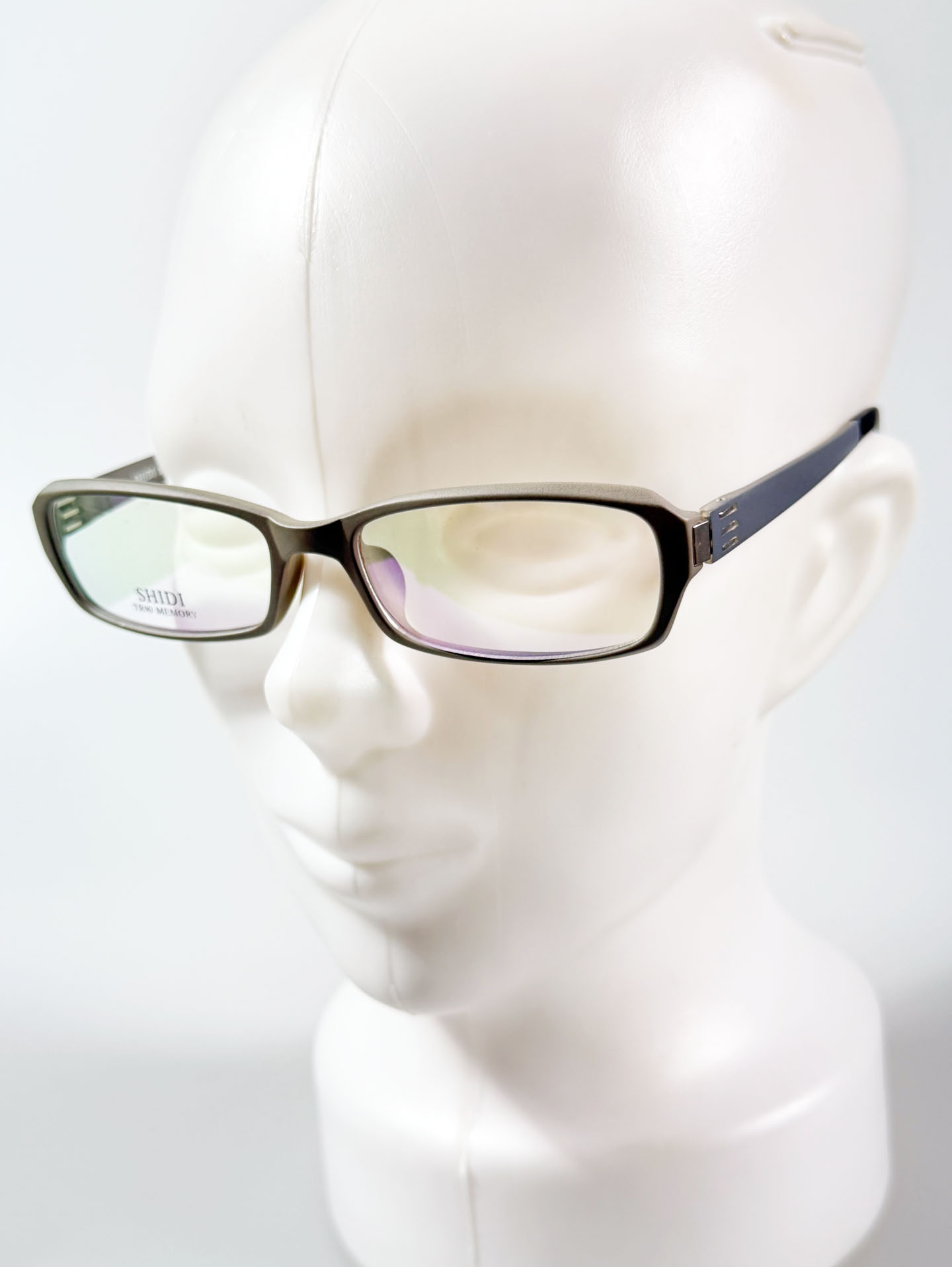 SHIDI Grey Square Combination Frame Glasses