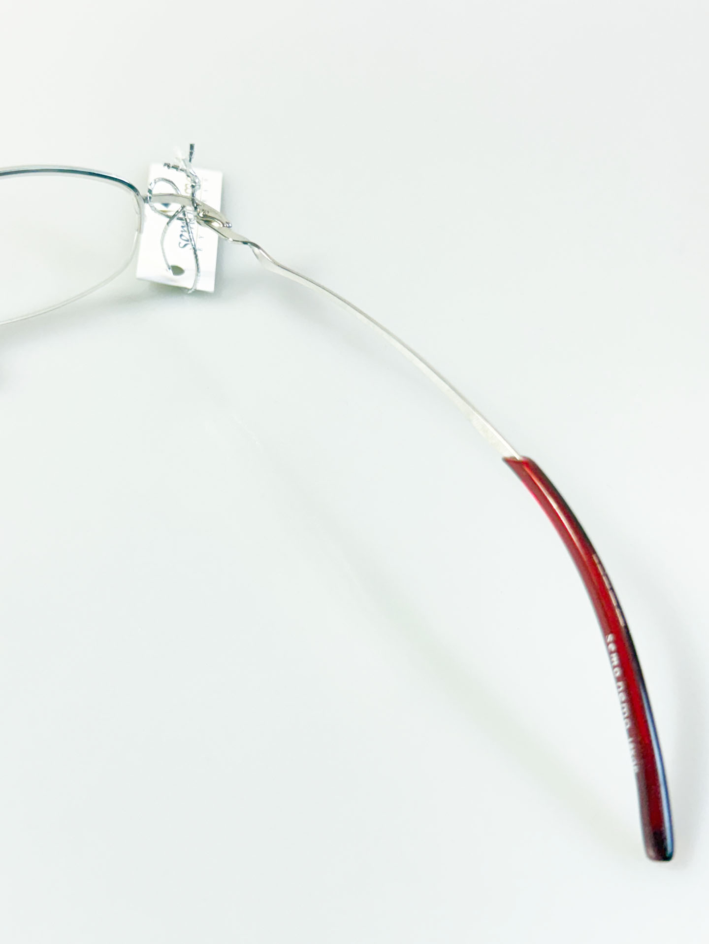 SEMONEMO Silver Slim Square Semi-Rimless Metal Glasses