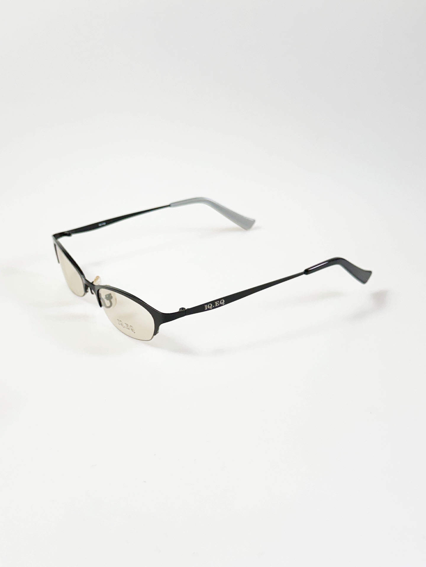 IQ.EQ Black Semi-Cat Eye Half-Rim Metal Frame Glasses
