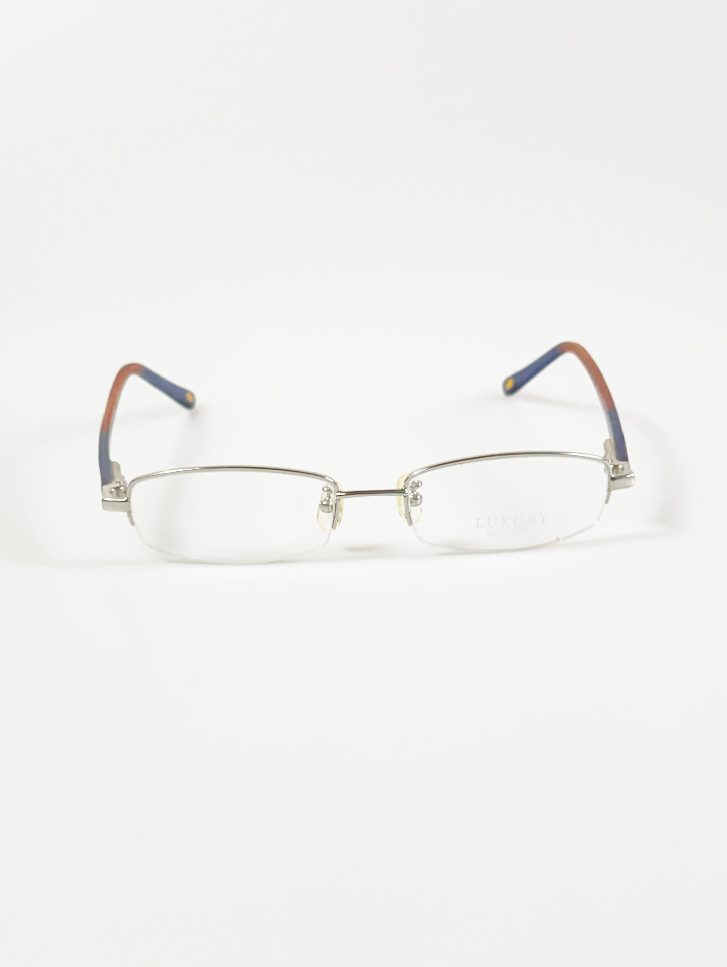LUXURY Eyewear Silver Half-Rim Metal Glasses