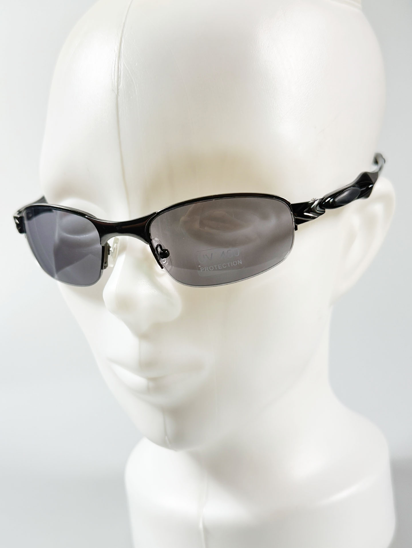 Gunmetal Semi-Rimless Square Metal Sunglasses