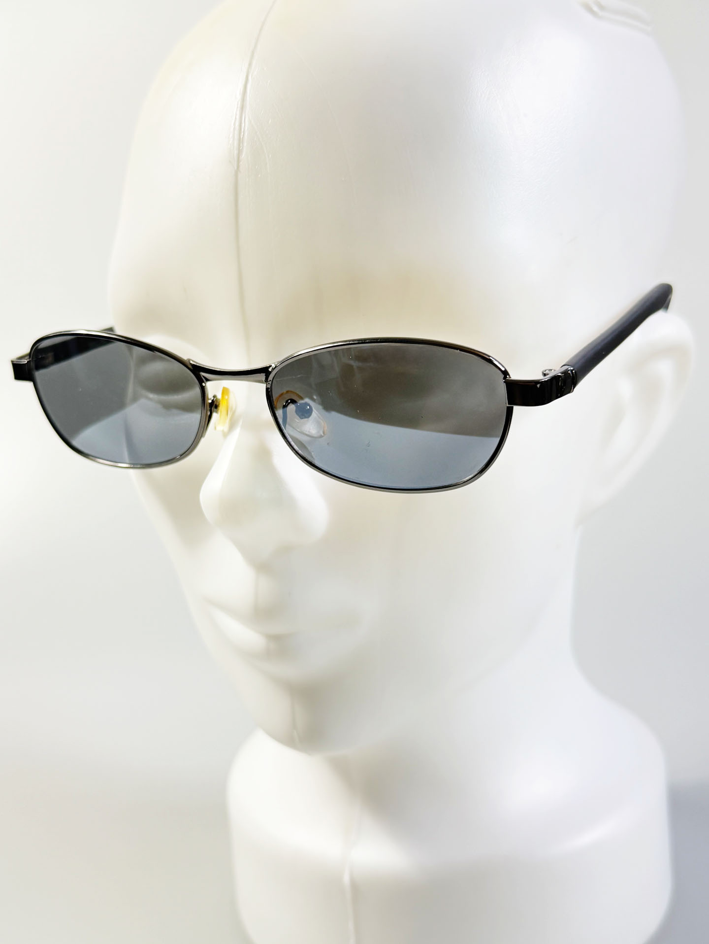 90's Valentino Rudy Slim Oval Gunmetal Sunglasses