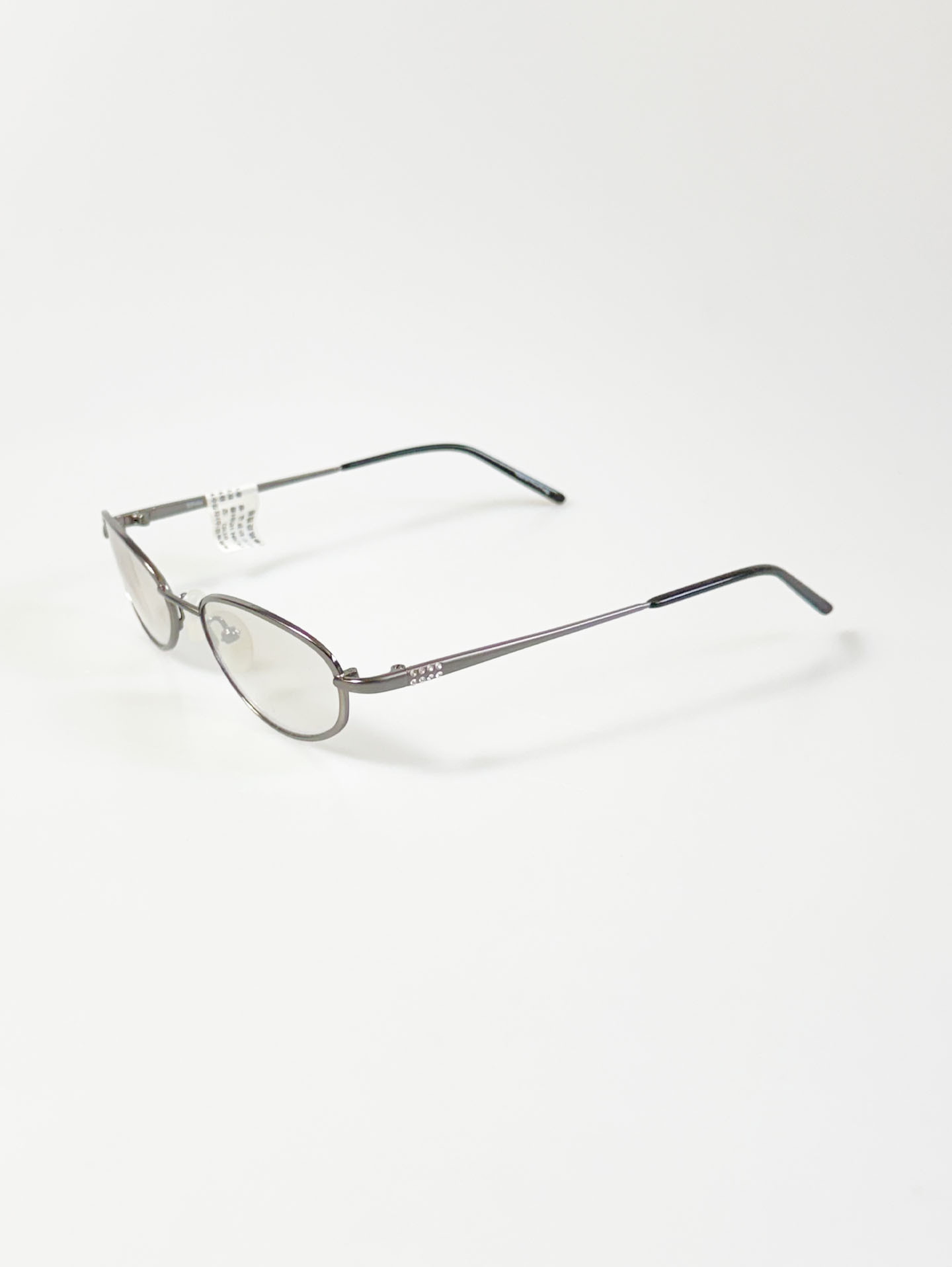 SILVIO VALENCIA Dark Silver Slim Oval Metal Frame Tint Sunglasses