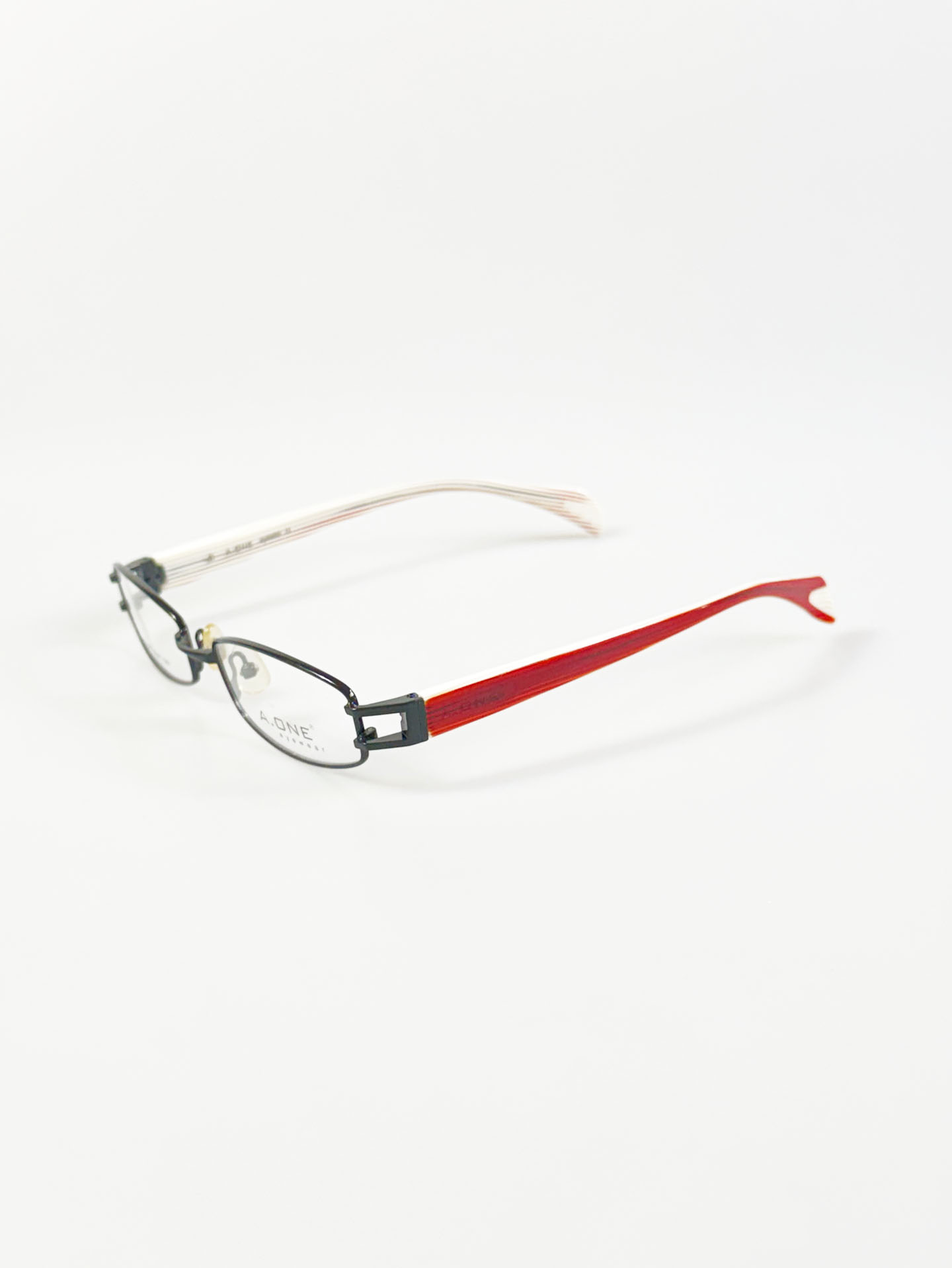 A.ONE Black Slim Square Metal Glasses