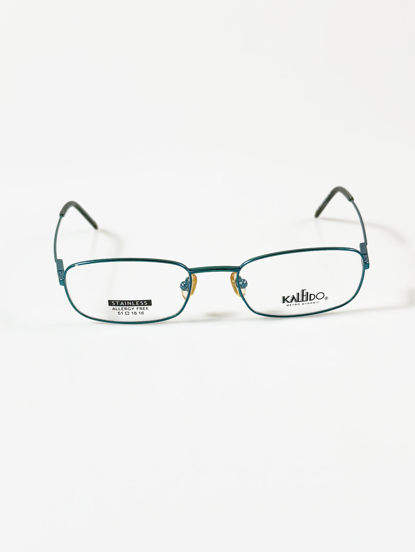 90's KALEIDO Teal Slim Square Metal Frame Glasses
