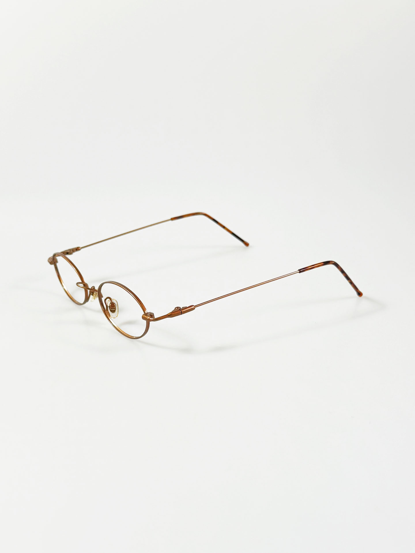 Amber Brown Slim Oval Metal Glasses