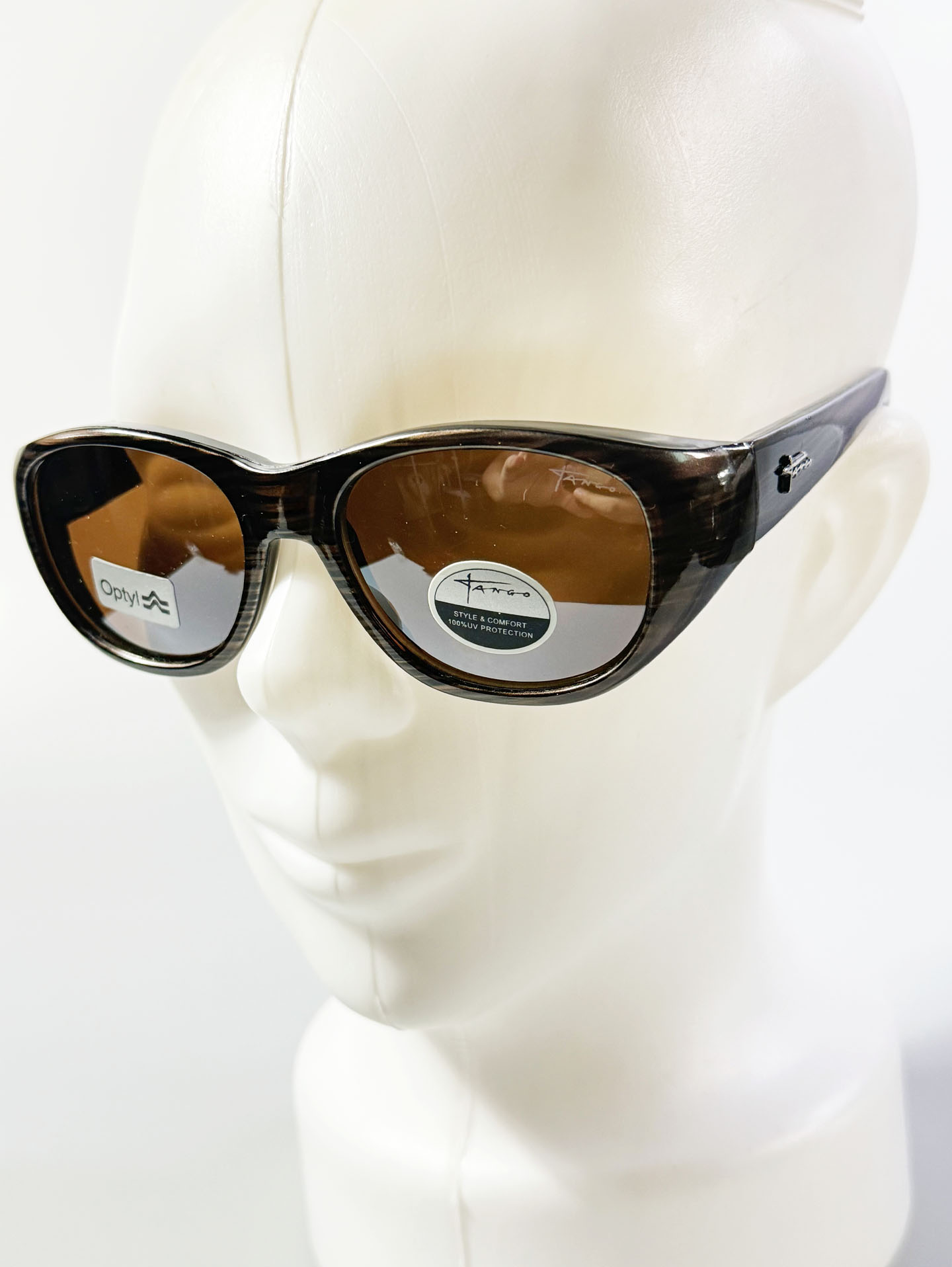 TANGO Brown Woodgrain Optyl Bold Oval Sunglasses