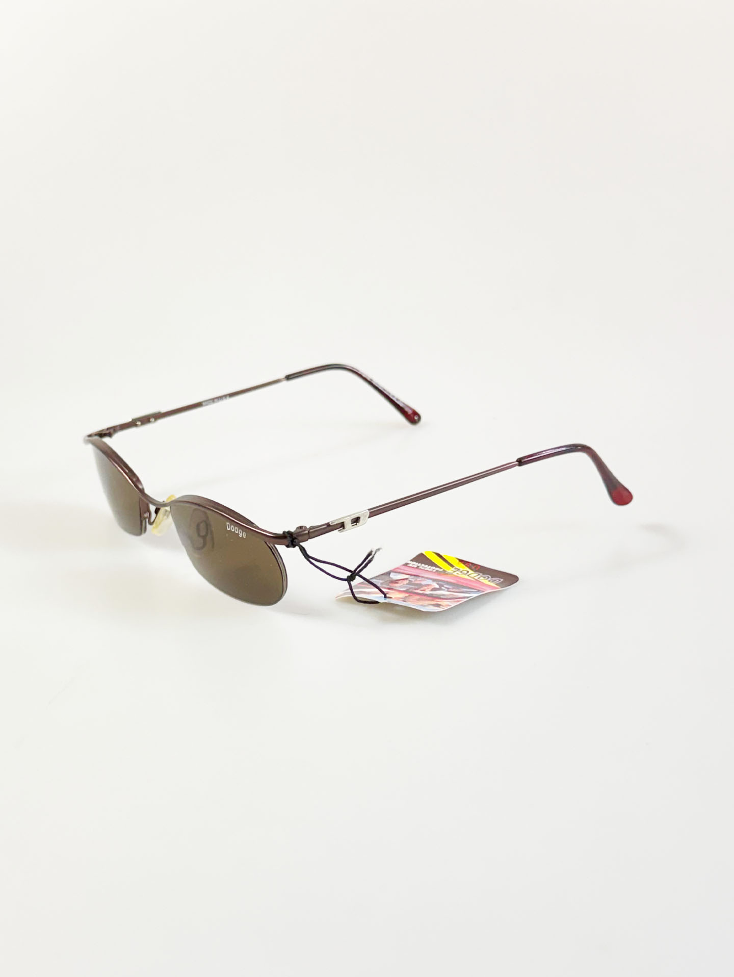 90's DODGE Brown Oval Wire Frame Sunglasses
