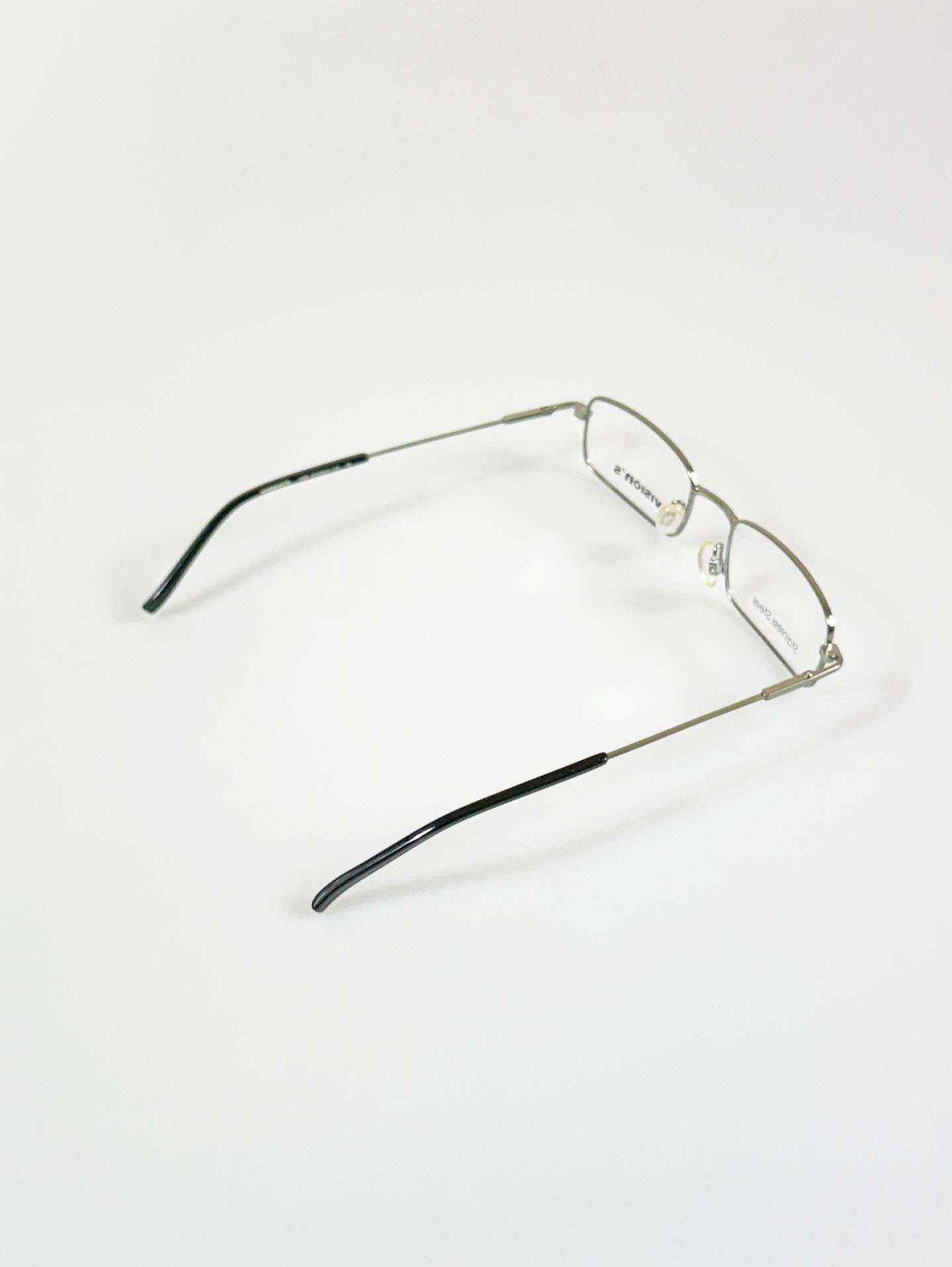 VISION’S Slim Square Light Green Silver Metal Frame Glasses