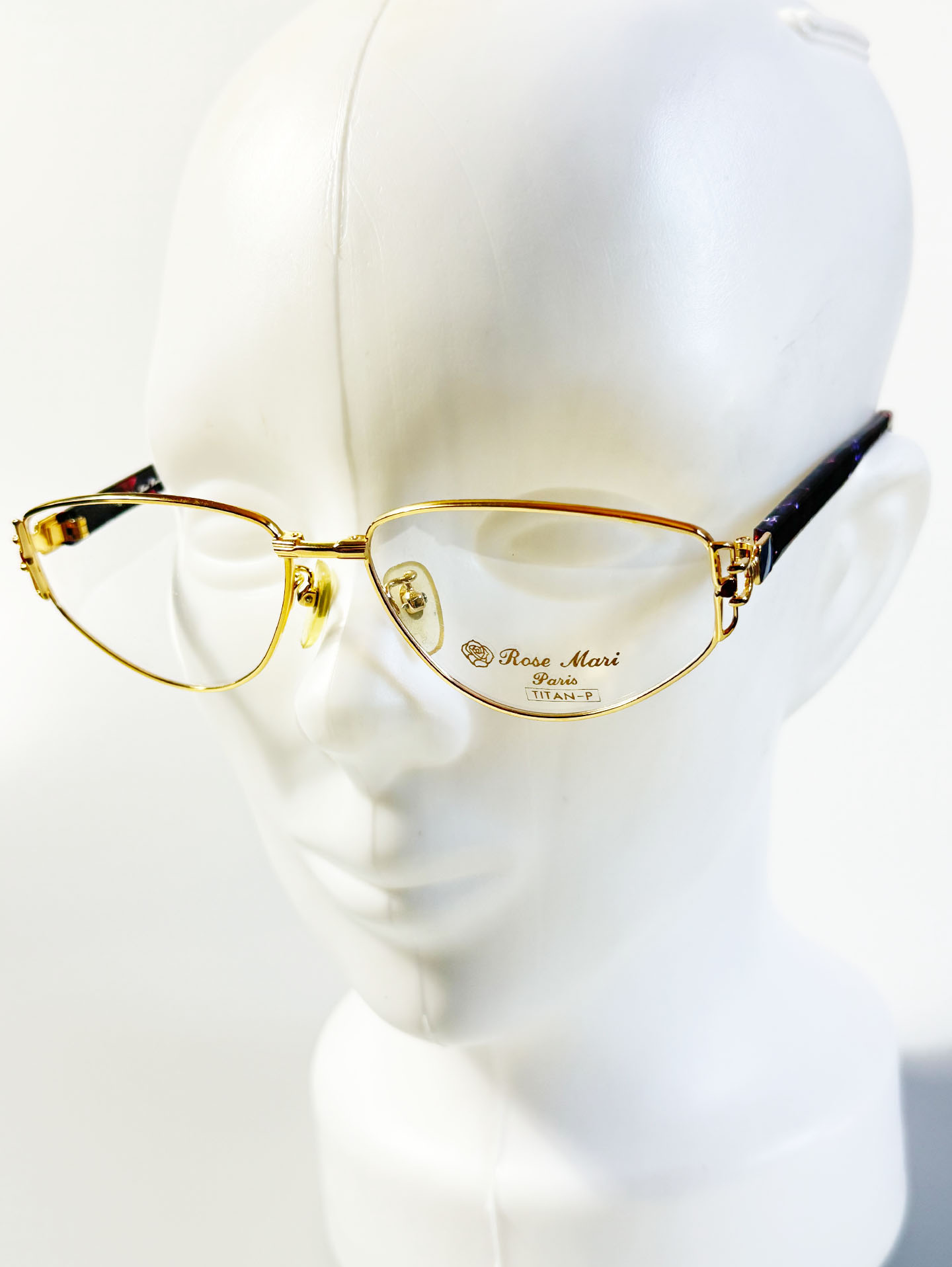 Rose Mari Paris Gold Titanium Slim Oval Frame Glasses