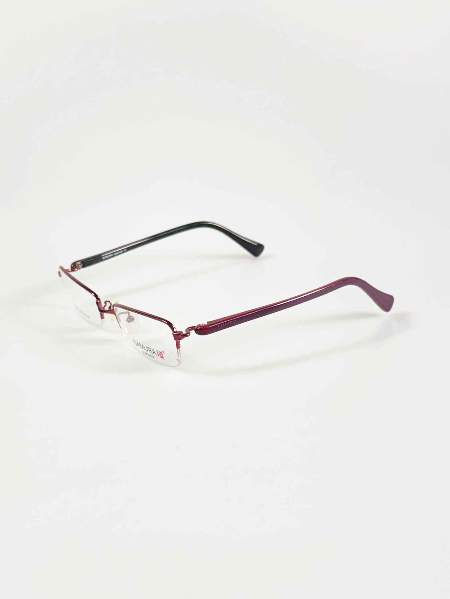 SAMURAI Eyewear Red Wine Half-Rim Square Metal Glasses
