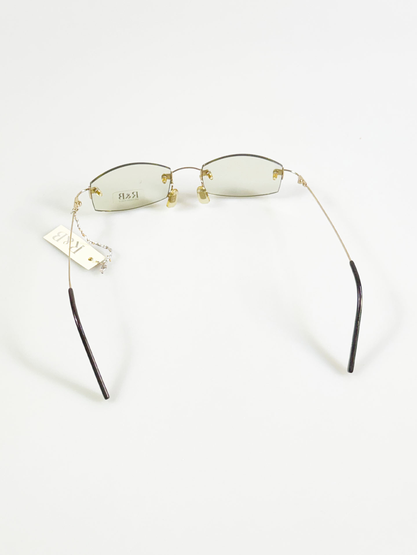 R&B Eyewear Gold Rimless Square Metal Tinted Glasses