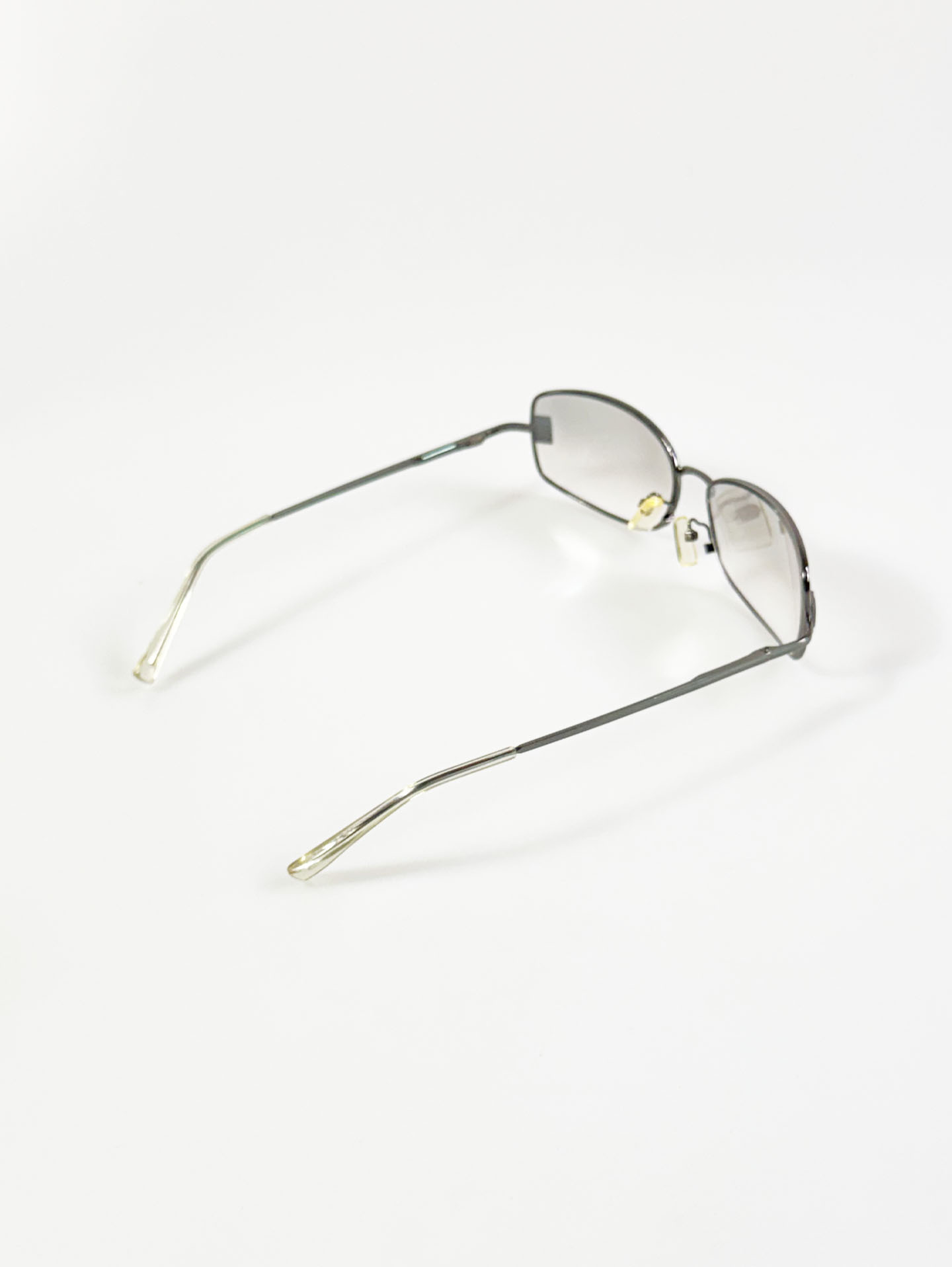 Gunmetal Slim Square Metal Smoke Gradient Tint Sunglasses