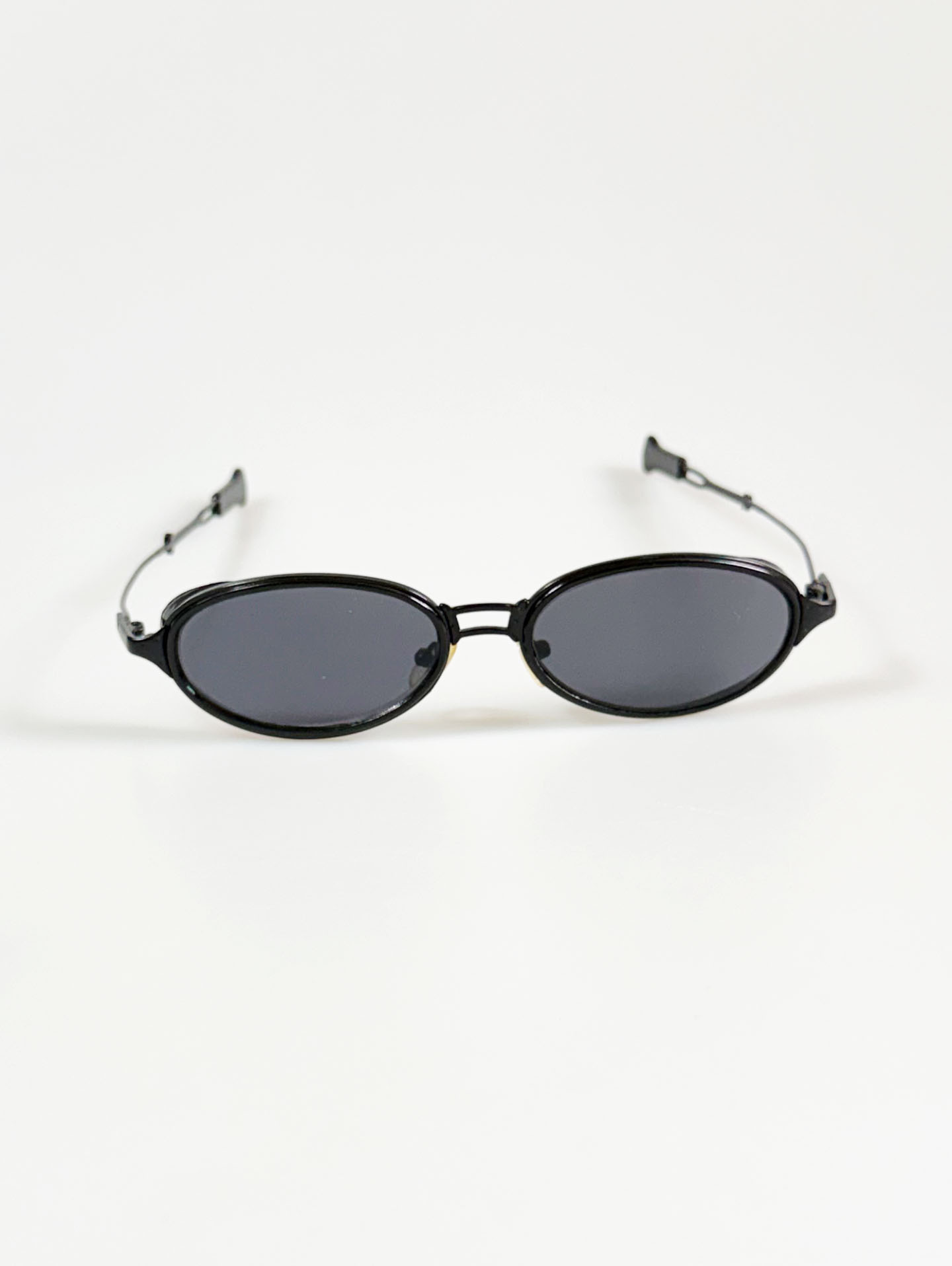 90's Black Layered Oval Metal Frame Sunglasses
