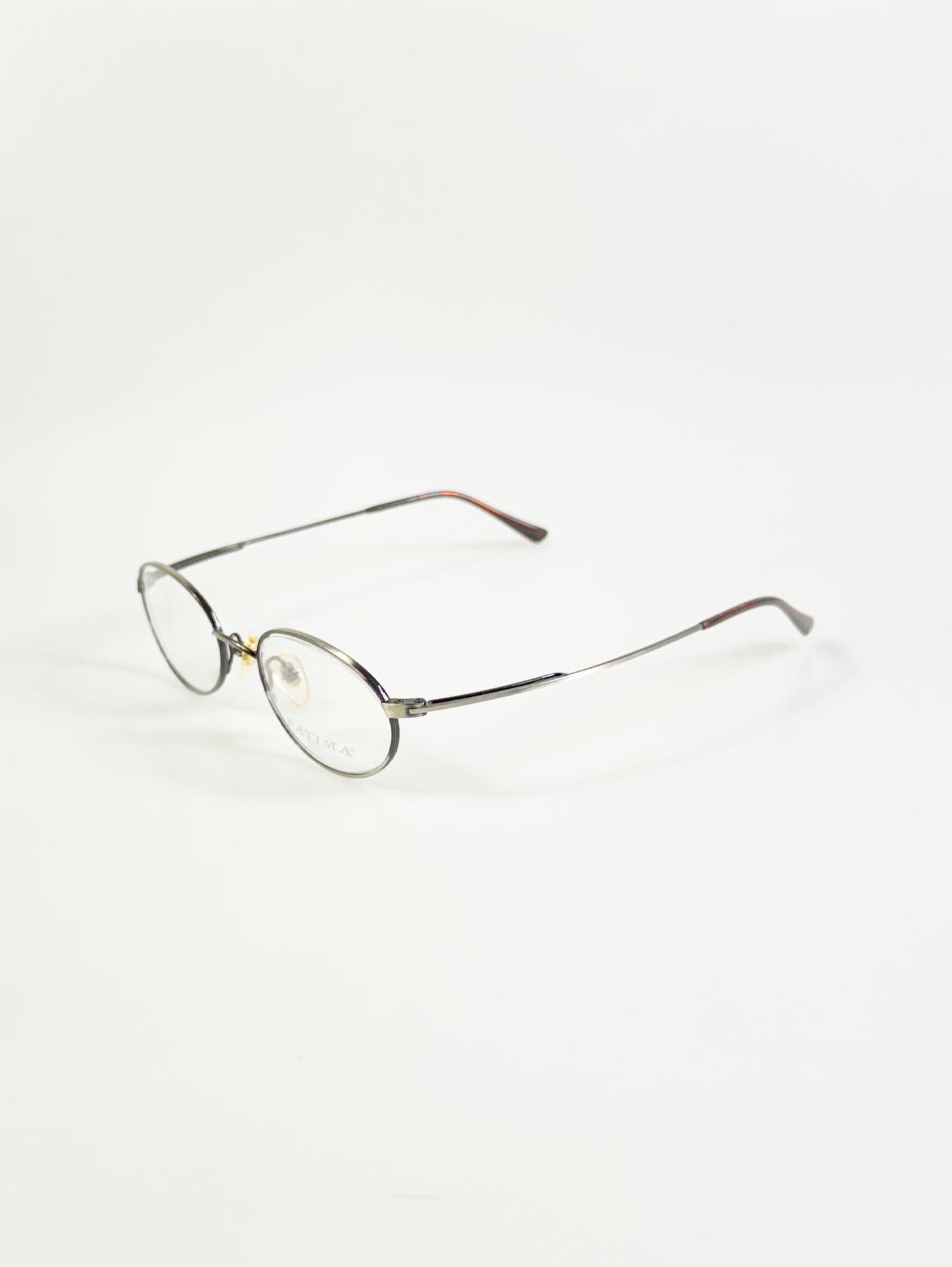 90’s PATIMA Slim Oval Silver-Black Metal Frame Glasses