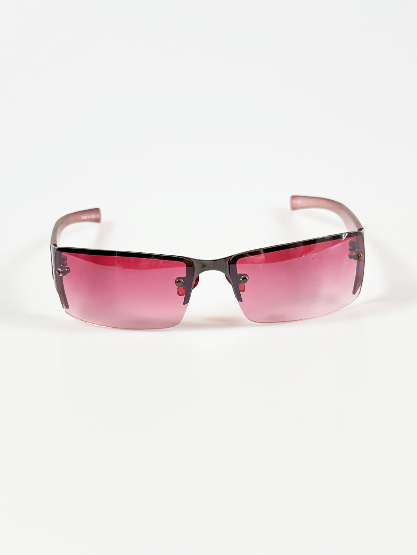 Rimless Wide Square Metal Frame Tint Sunglasses