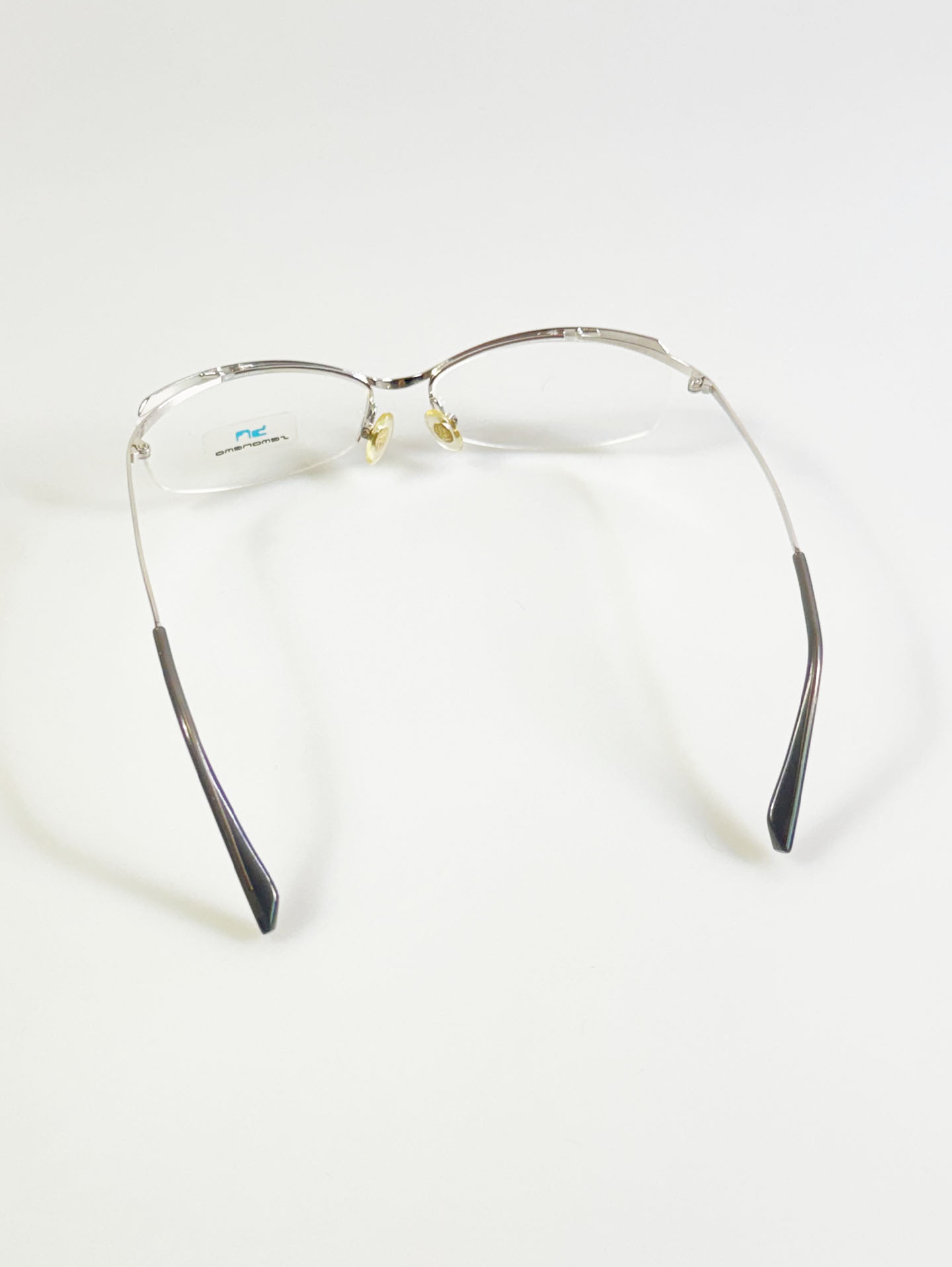 SEMONEMO Silver Semi-Rimless Square Metal Glasses