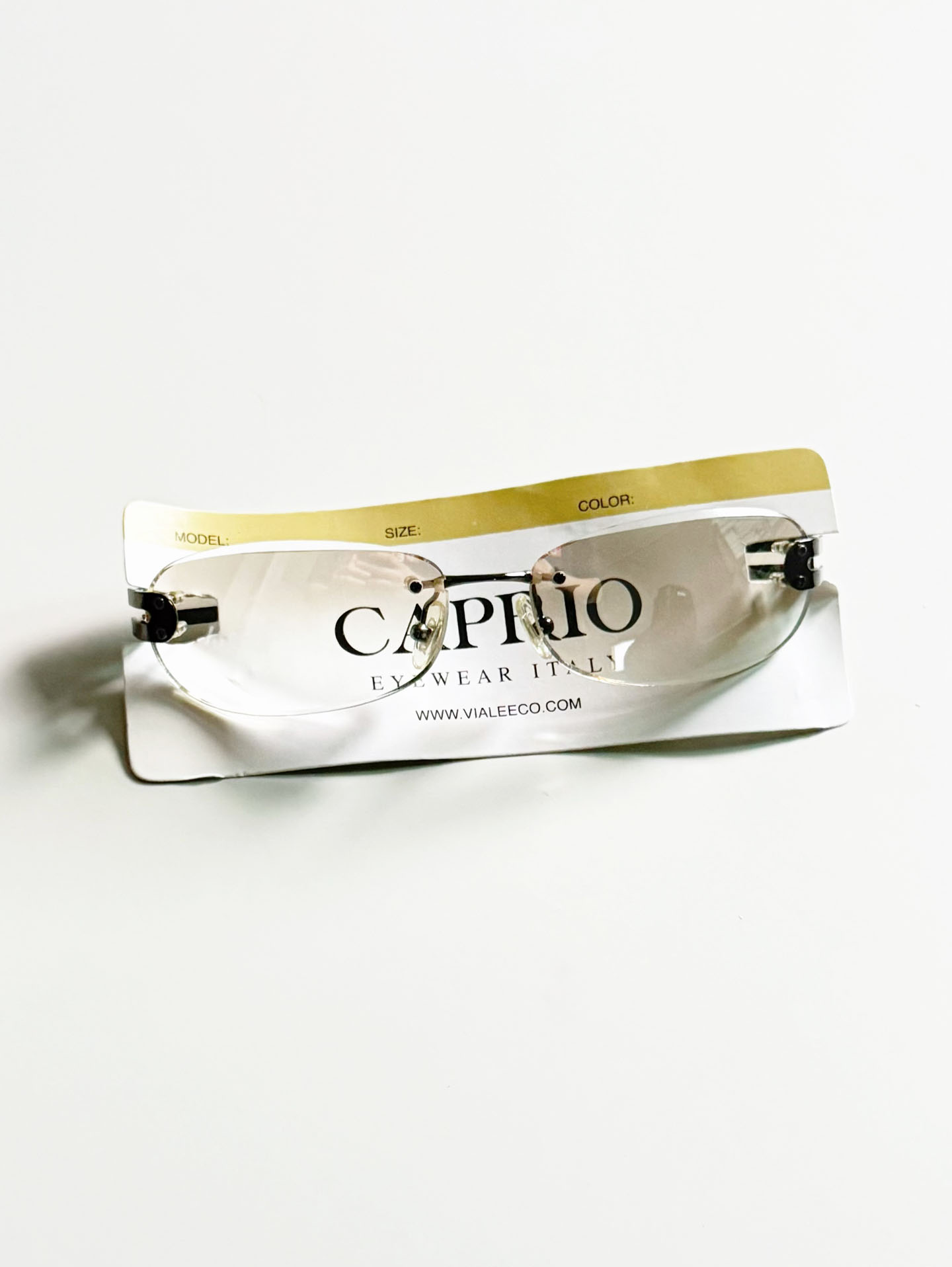 CAPRIO Rimless Square Metal Tinted Sunglasses