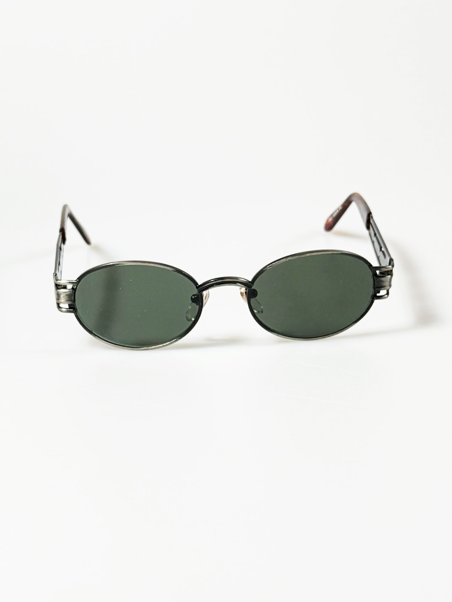 90's JOANNA Gunmetal Slim Oval Metal Frame Sunglasses
