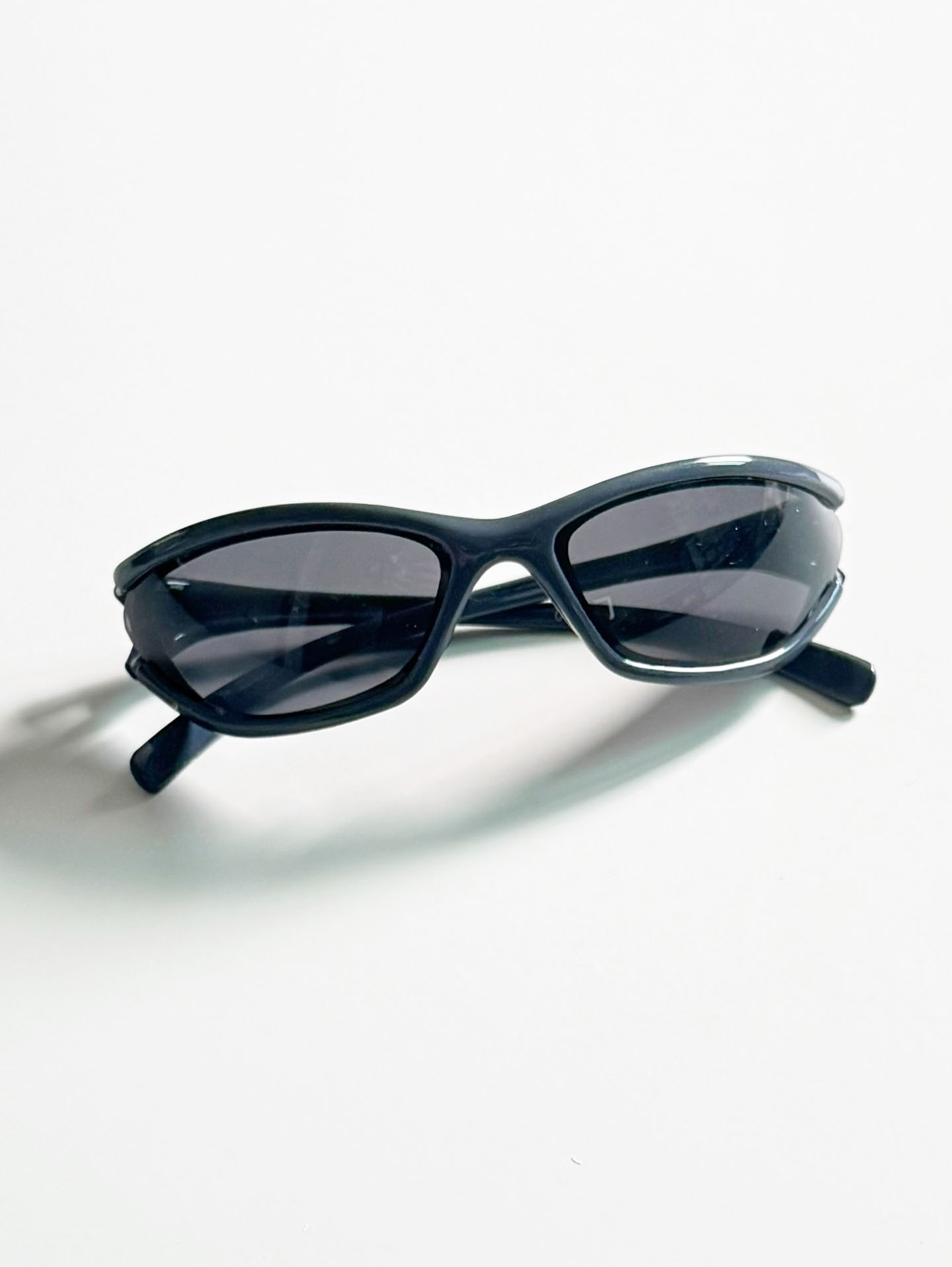 Navy Blue Bold Wraparound Oval Sporty Sunglasses