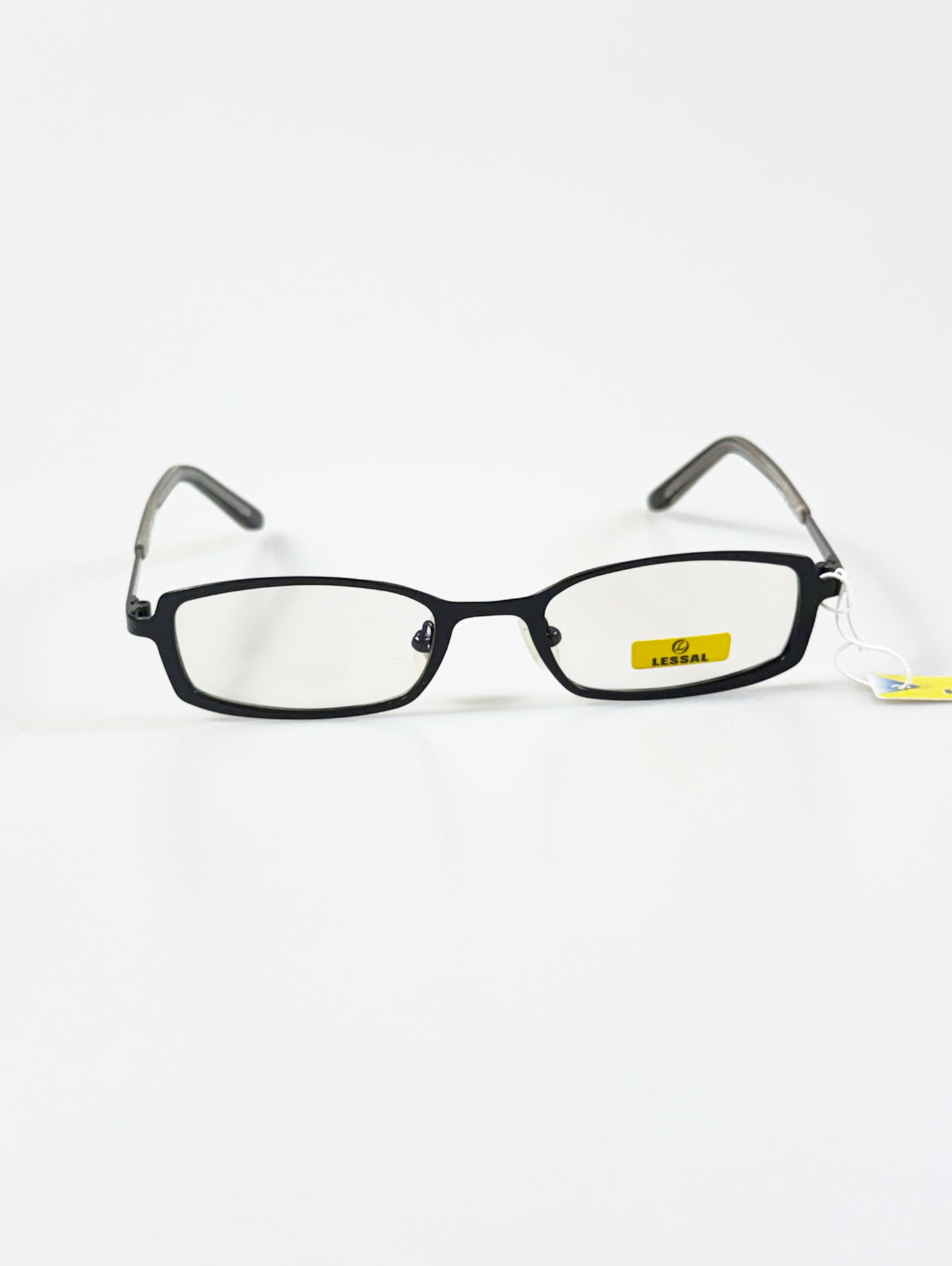 LESSAL Black Slim Square Metal Frame Glasses