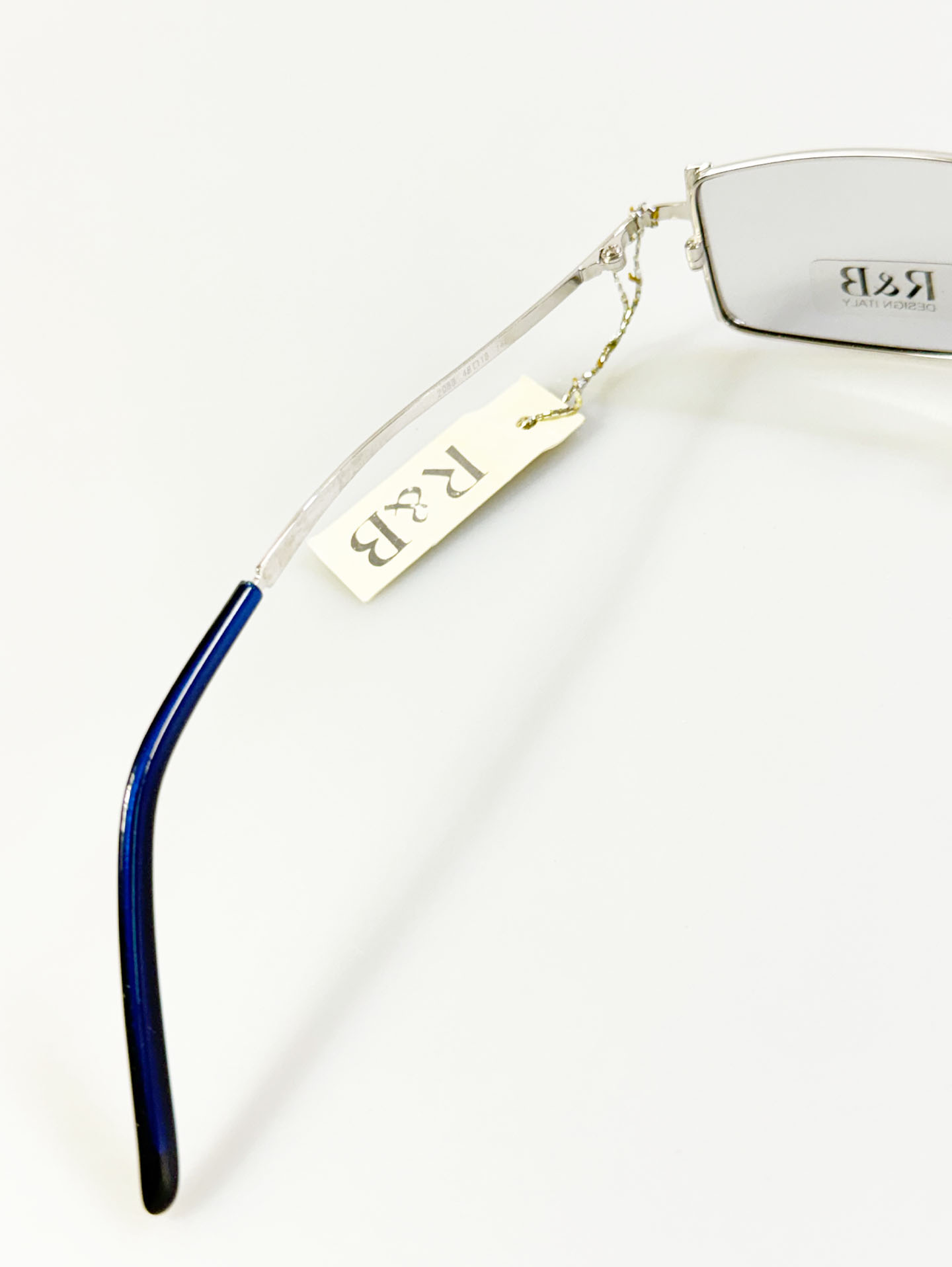 R&B Eyewear Silver Slim Square Metal Glasses