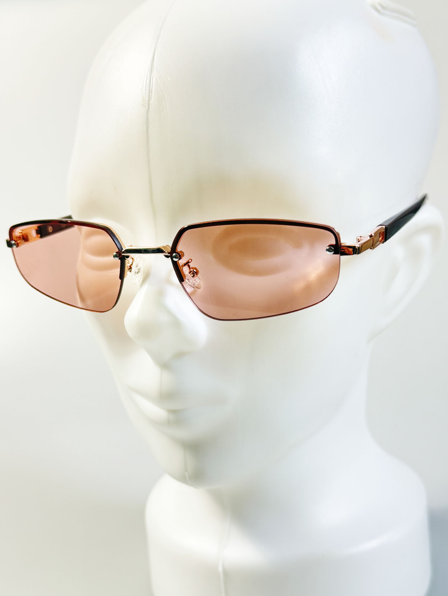 Rimless Square Metal Frame Tint Sunglasses