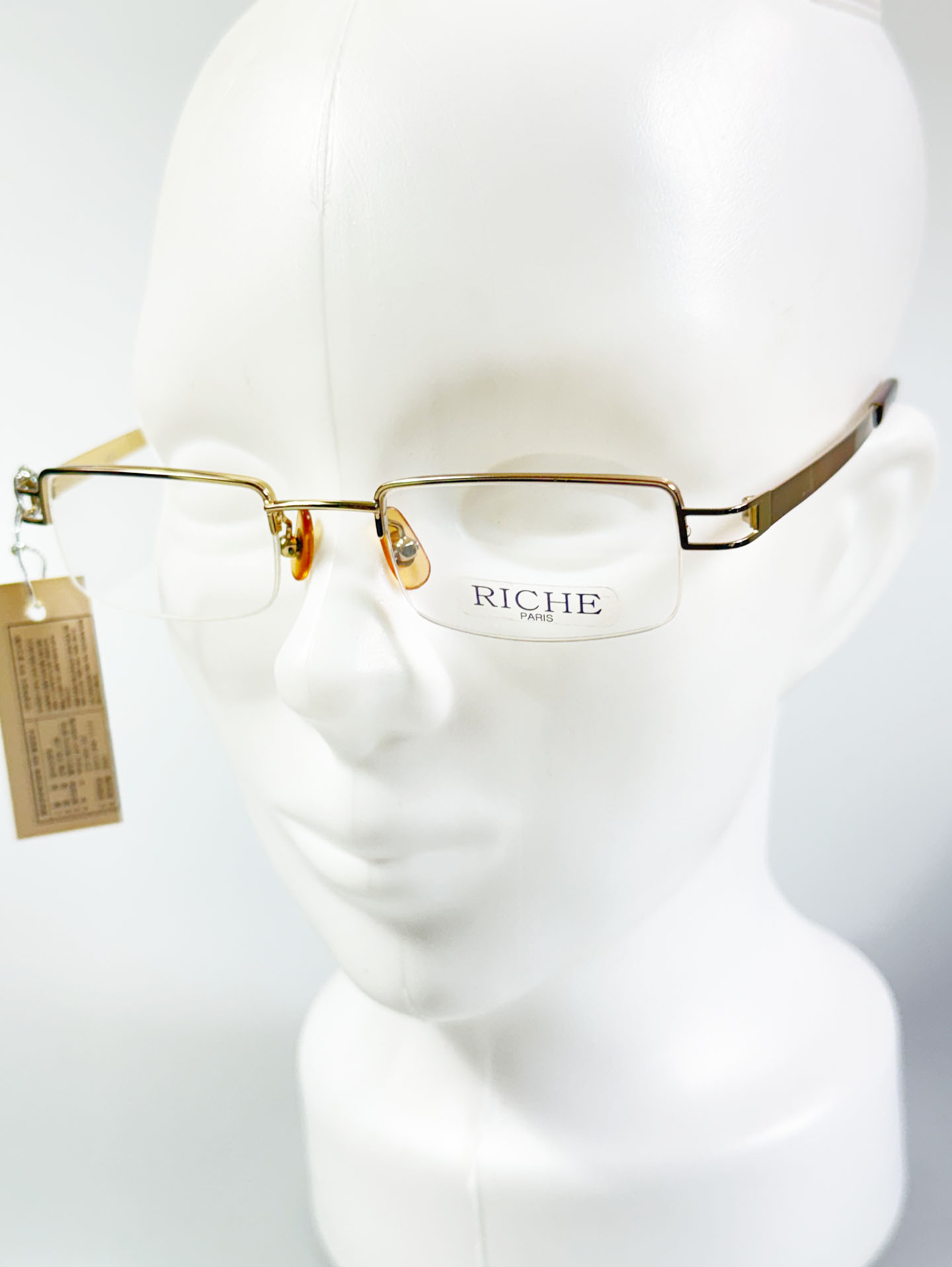 RICHE PARIS Gold Squaare Half-Rim Metal Glasses